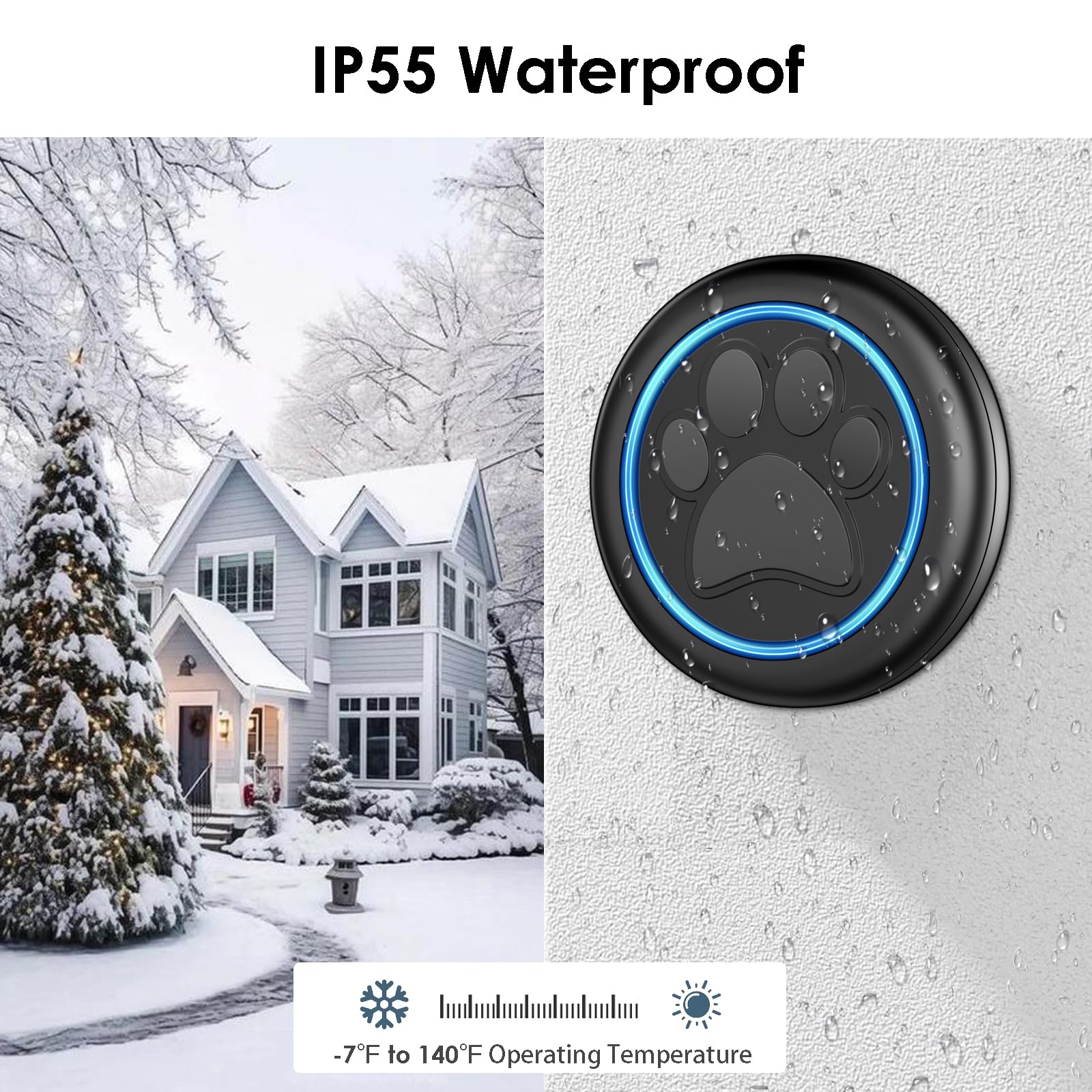 Full House Dog Doorbell For Potty Training, Wireless Pet Doggie Door Bell Training To Go Outside, Waterproof Touch Button, Over