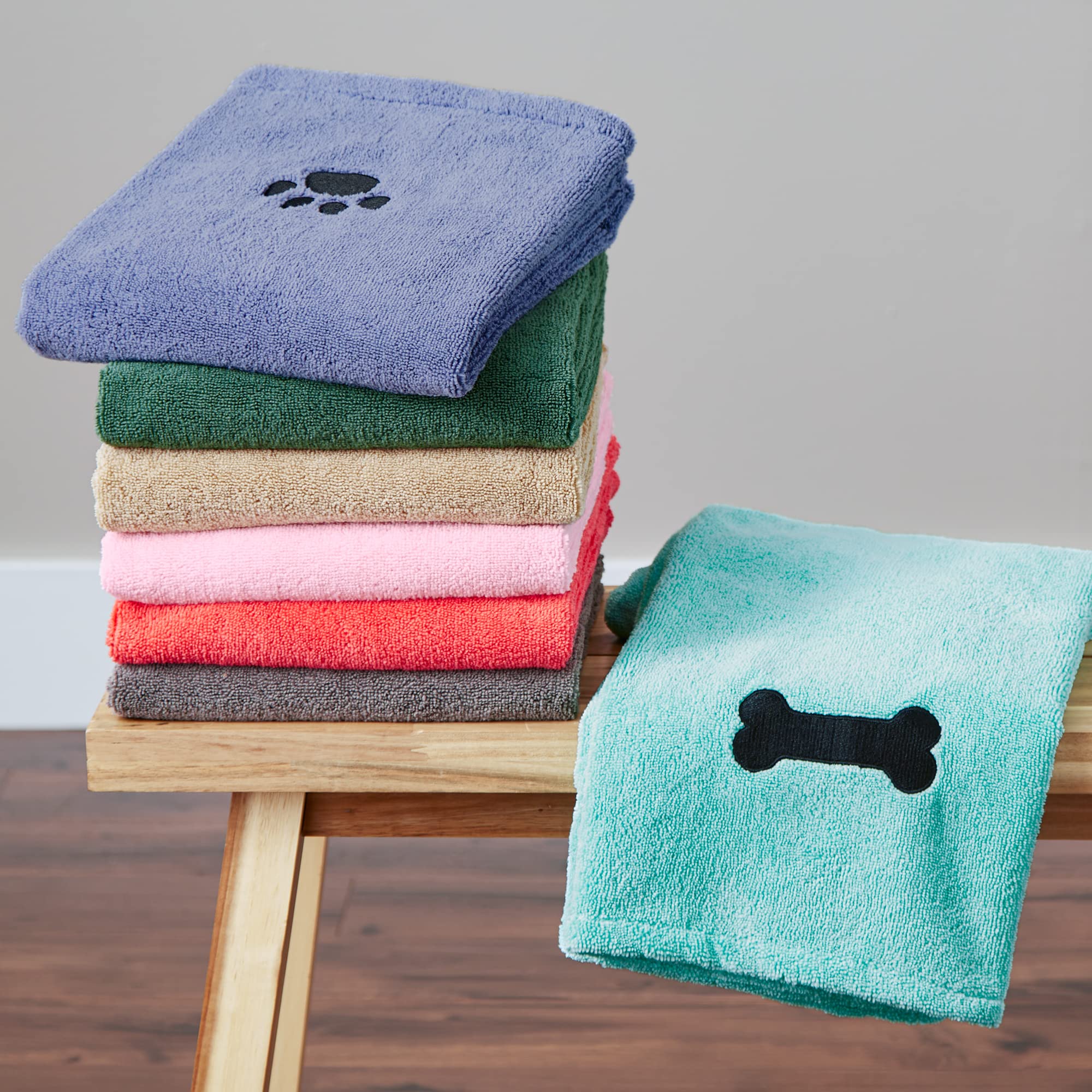 Bone Dry Pet Grooming Microfiber Towel, Embroidered Collection, X-Large,41x23.5, Pink
