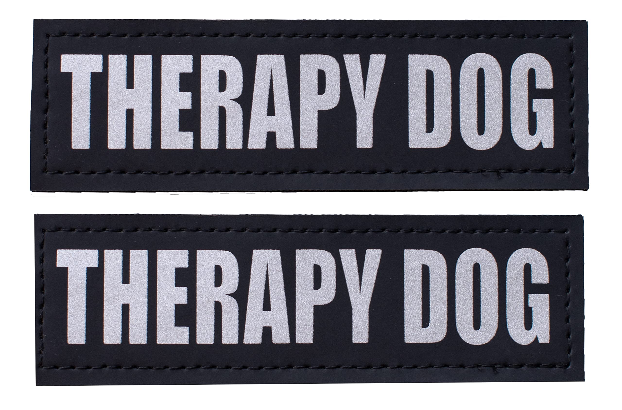 Albcorp Reflective Therapy Dog Patches with Hook Backing for Service Animal Vests/Harnesses XXS or Extra Small (3.5 X 1) Inch
