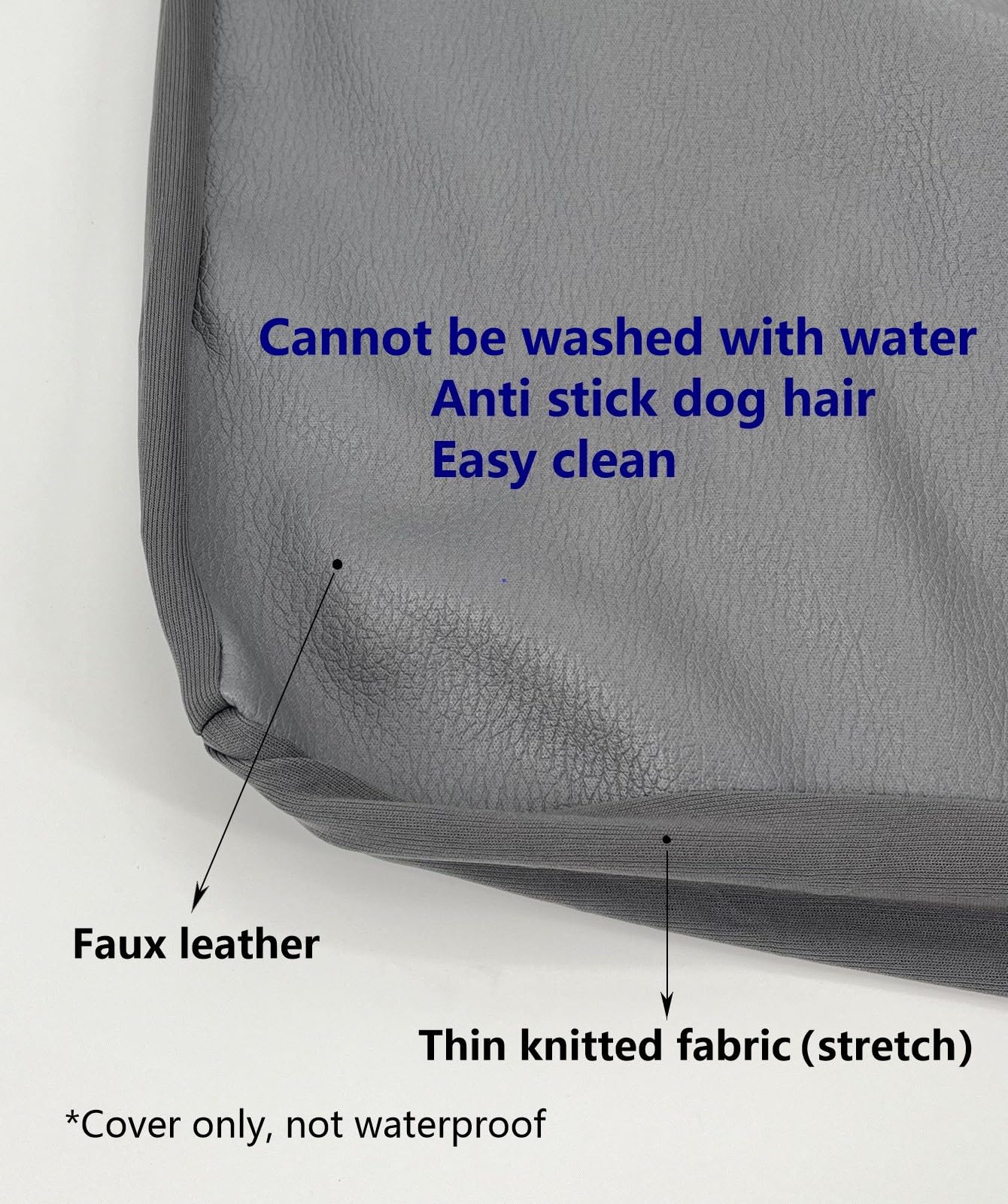 Eechicspace Grey Faux Leather Dog Bed Cover Not Waterproof Hair Resistant 20 X 15 Inch