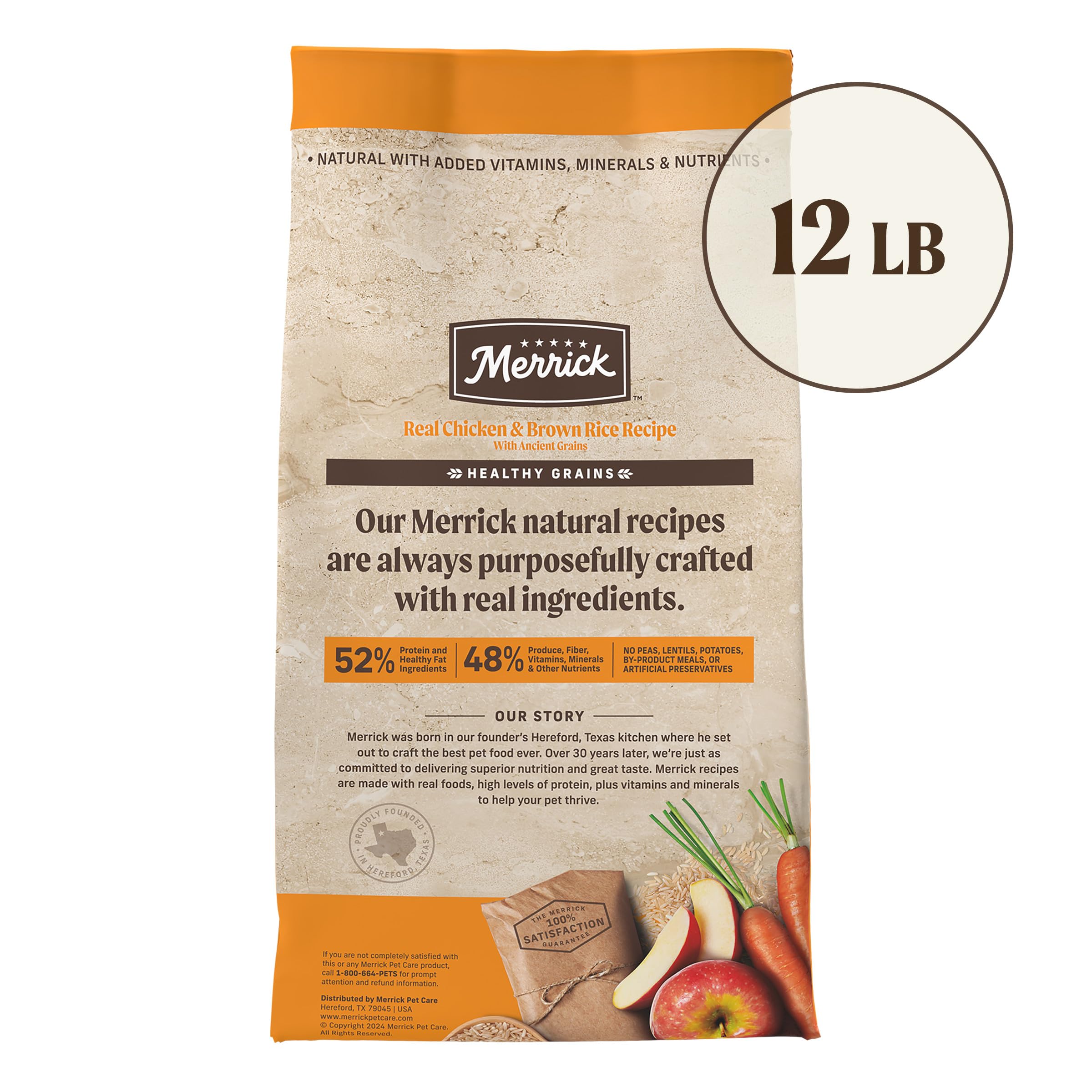 Merrick Healthy Grains Premium Adult Dry Dog Food, Wholesome And Natural Kibble With Chicken And Brown Rice - 12.0 lb. Bag
