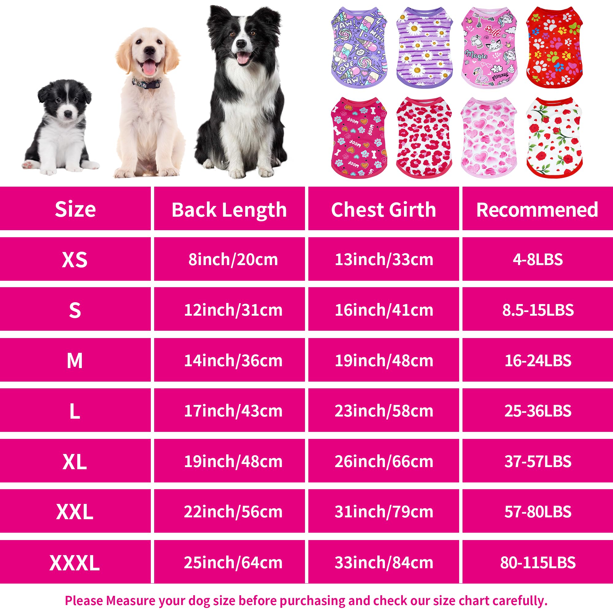 Jpgdn 8Pcs/Pack Dog Shirts Pink For Xl Dog Girl Female Sleeveless Clothes T Shirts Tank Top Tee Vest