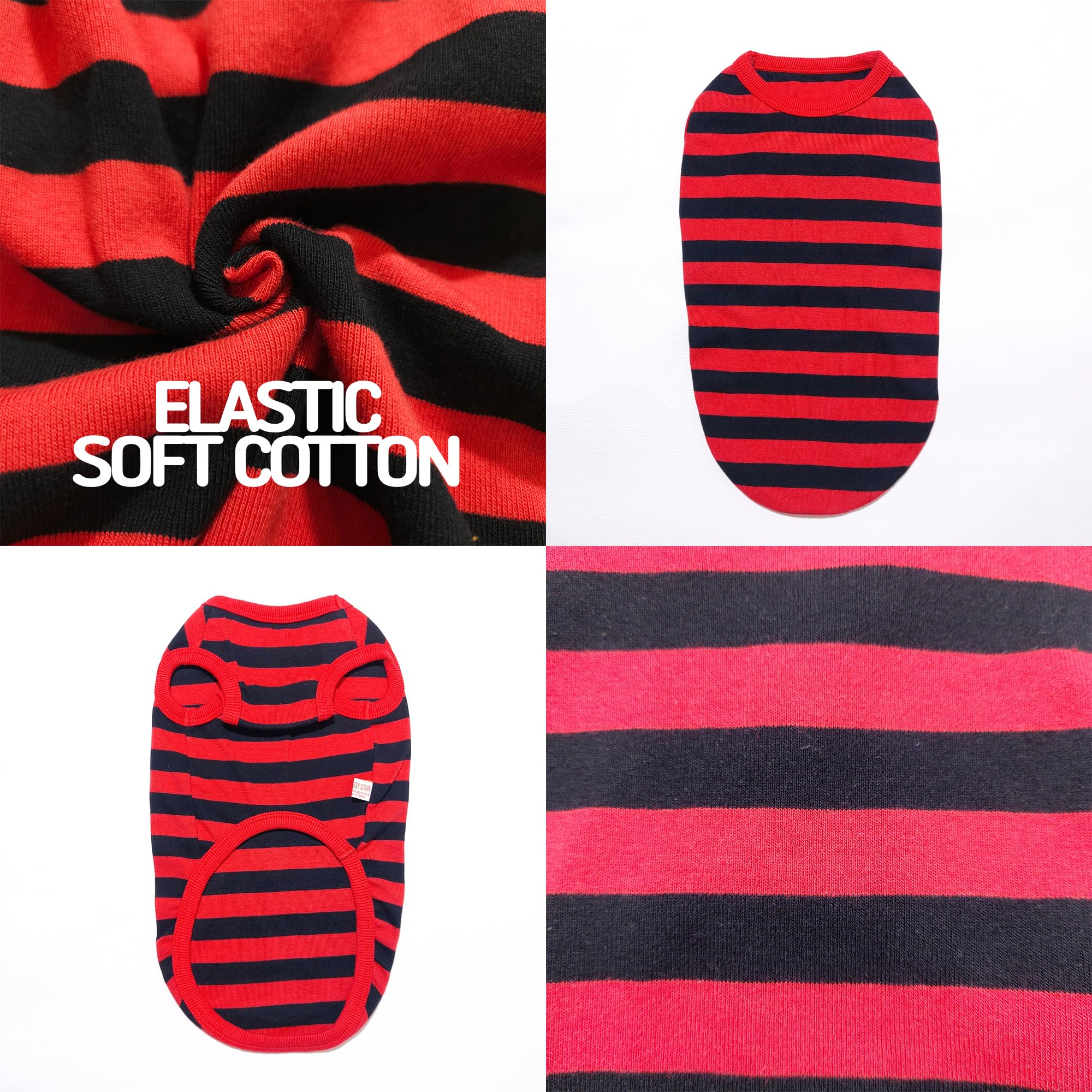 D Doggy Star Dachshund Clothes For Dogs Mini And Adults T Shirts (L,Stripe Red/Black)