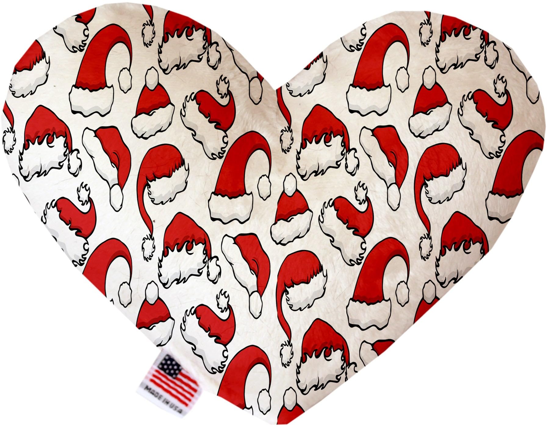 Pet and Dog Plush Heart or Bone Toy, "Santa Group" (Available in different sizes, and 8 different pattern options!) Santa Hats 8" Plush Heart