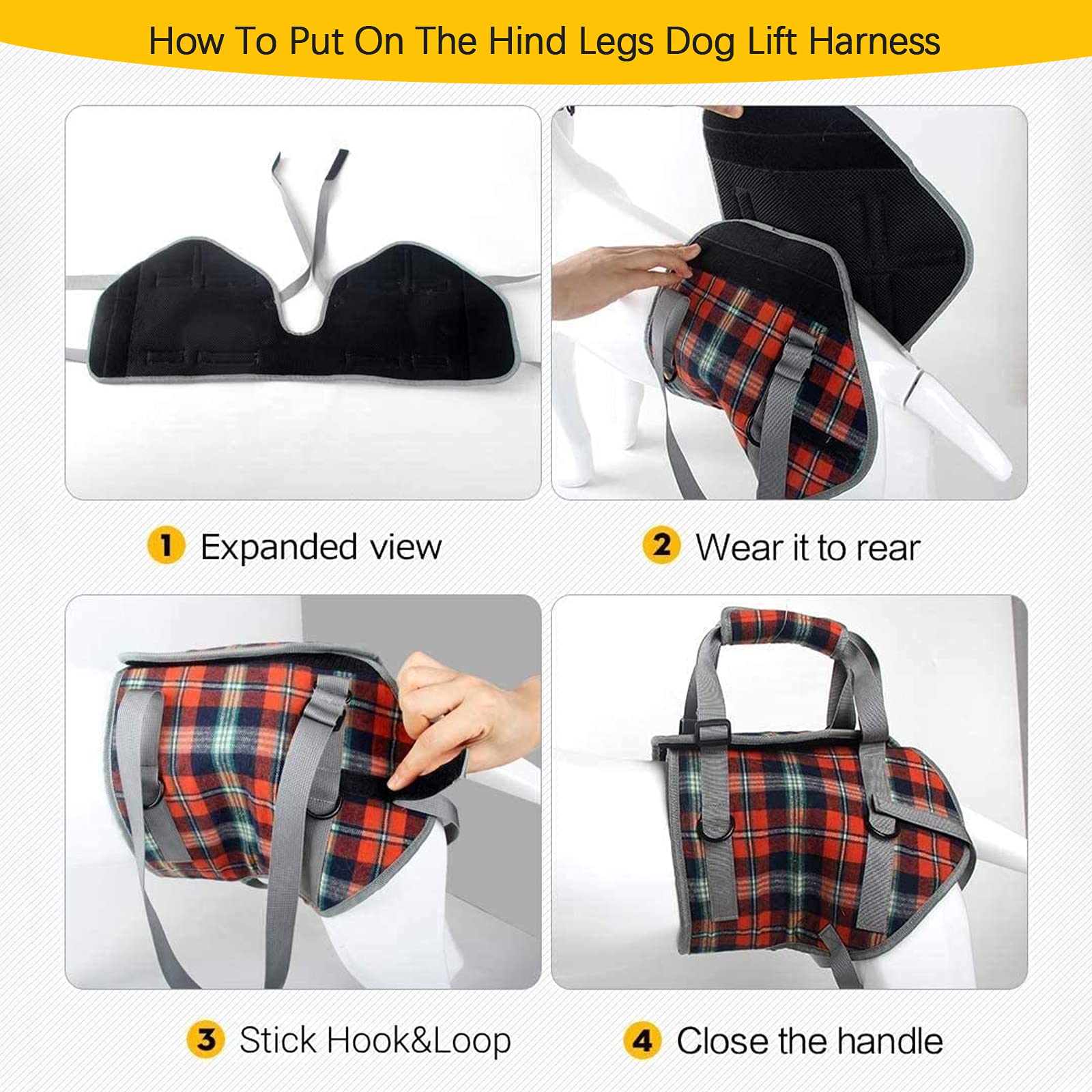 Rozkitch Dog Lift Harness, Grid Pet Rear Support Aid Veterinarian Approved Sling For Old K9 Help With Poor Stability, Back Leg H