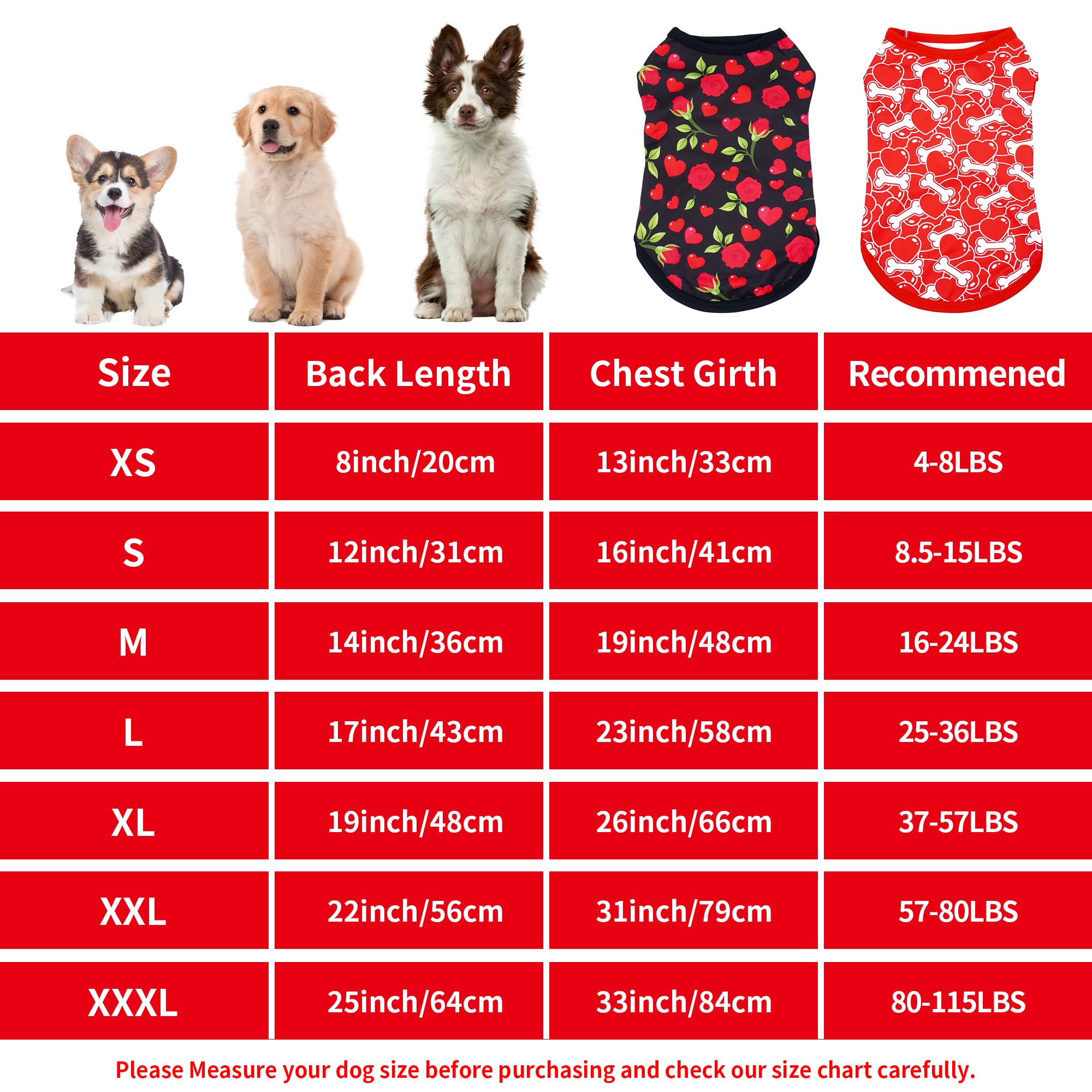 Jpgdn Valentines Dog Shirts For Xxxl Girl Boy Male Female Sleeveless Tank Top Tee Vest T-Shirts Black Red Outfit Pack Of 2