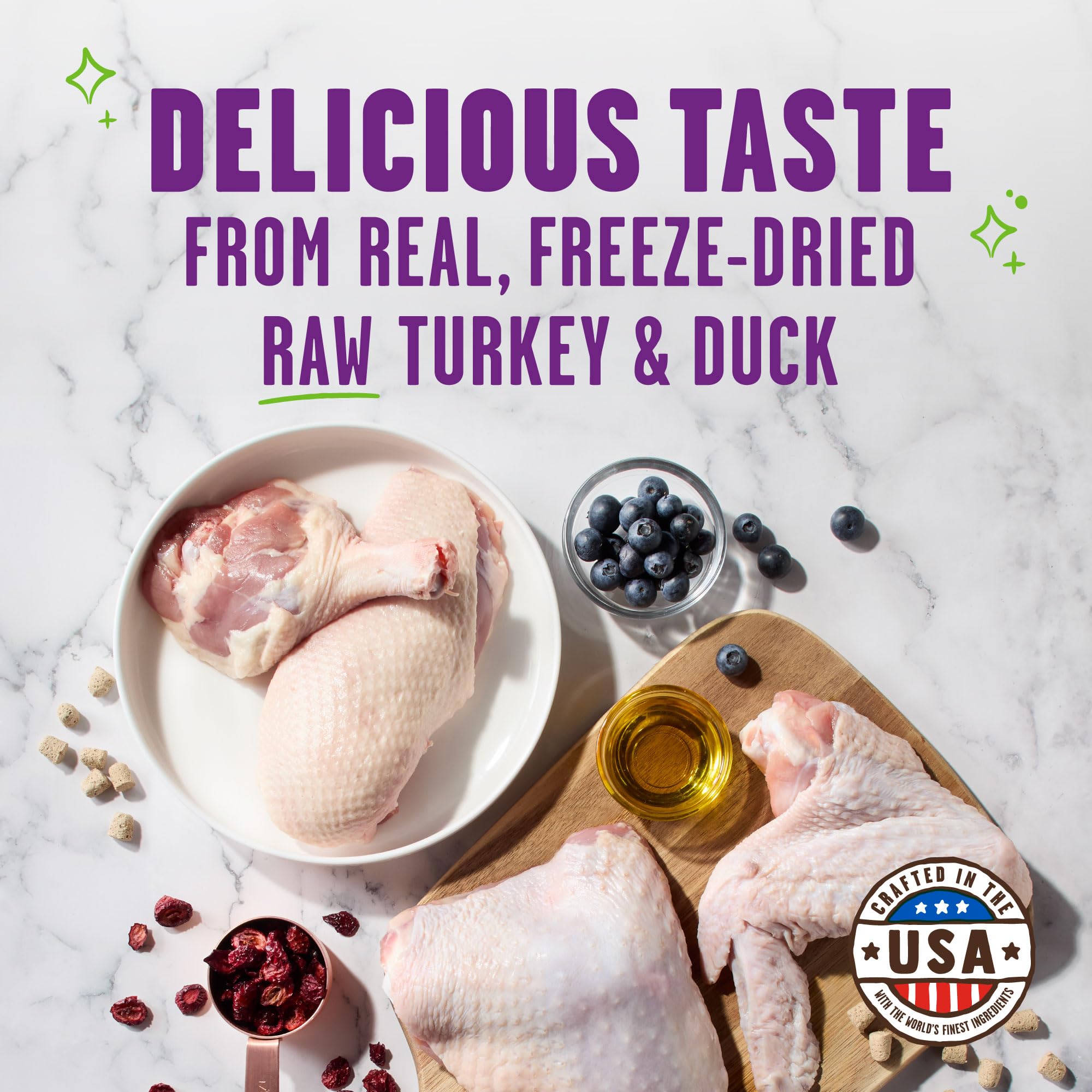 Stella & Chewys Meowfulls Freeze Dried Cat Treats - Turkey & Duck Recipe - Raw Protein with Probiotics & Salmon Oil - 1 Calorie
