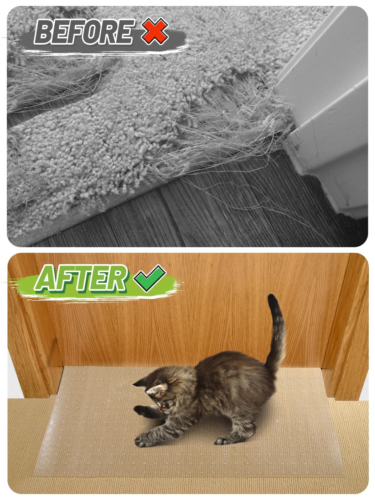 9.18Ft(L) Carpet Protector For Pets - Anti-Slip Cat Carpet Protector, Scratch Resistant Pets Scratch Stopper, Easy To Cut Floor