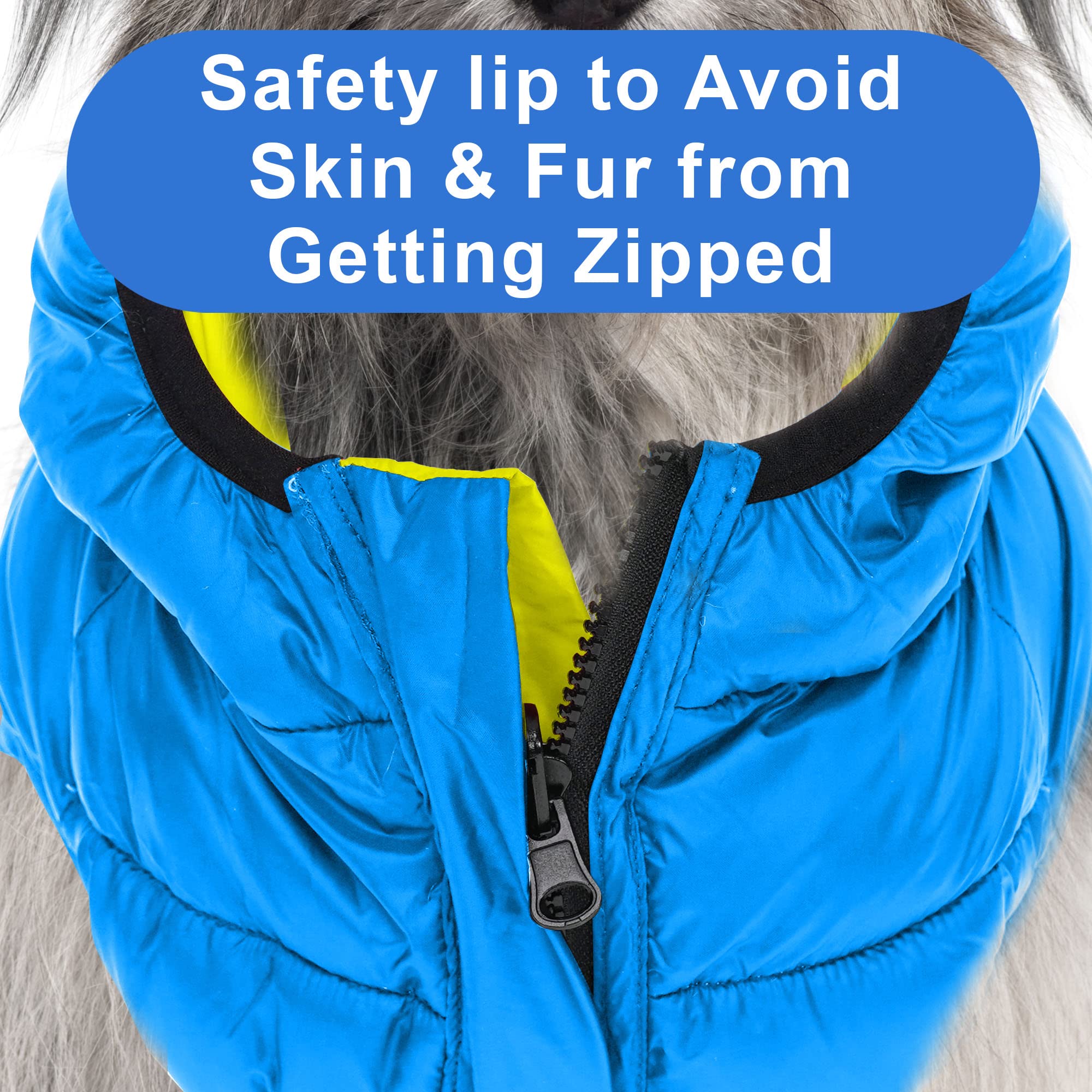 Pawtitas Reversible Dog Puffer Jacket | Water Resistant | Dog Coat For Winter To Keep Your Puppy Warm | Blue/Yellow, Xx-Large