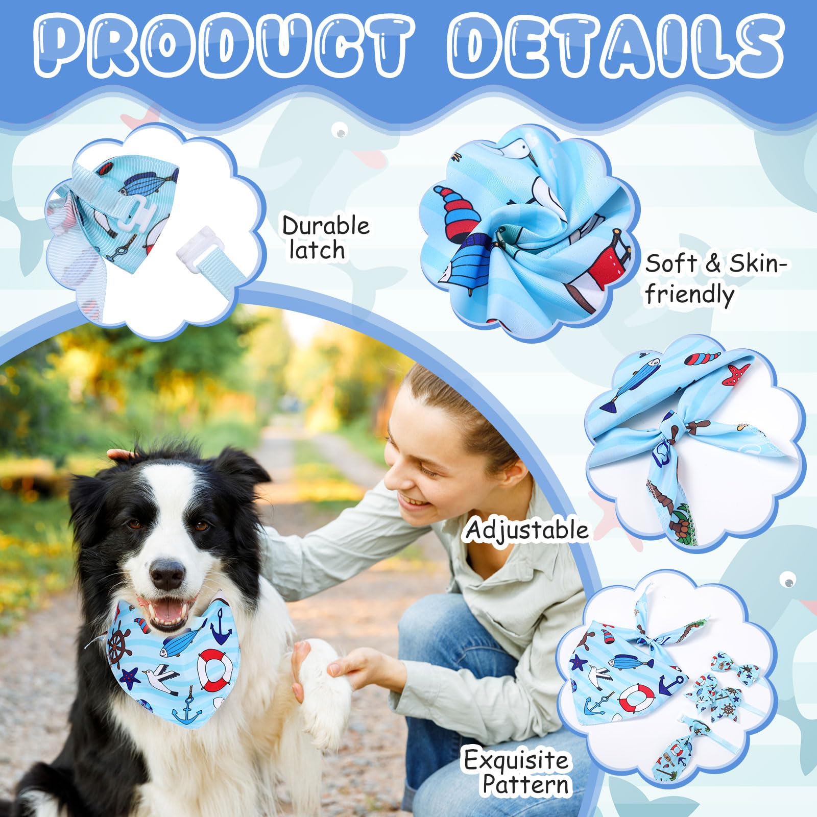 Reginary 120 Pcs Ocean Animals Dog Bandanas Bulk Dog Bows Set Bow Ties Cat Scarf Colorful Washable Triangle Pet Kerchief Cute Bi