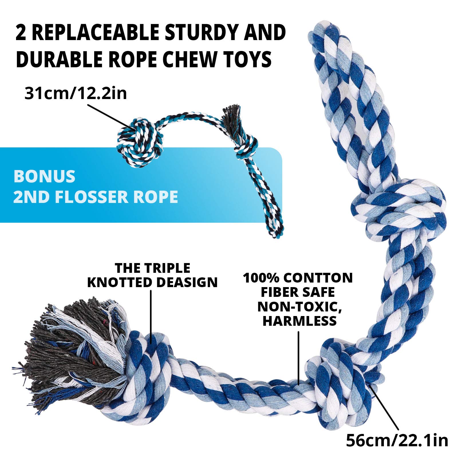 Tt Trsmima Spring Pole Rope Toys: Rope Pull & Tug Of War With A Big Spring Pole Kit & 2 Strong 16Ft Toys - Muscle Builder Intera