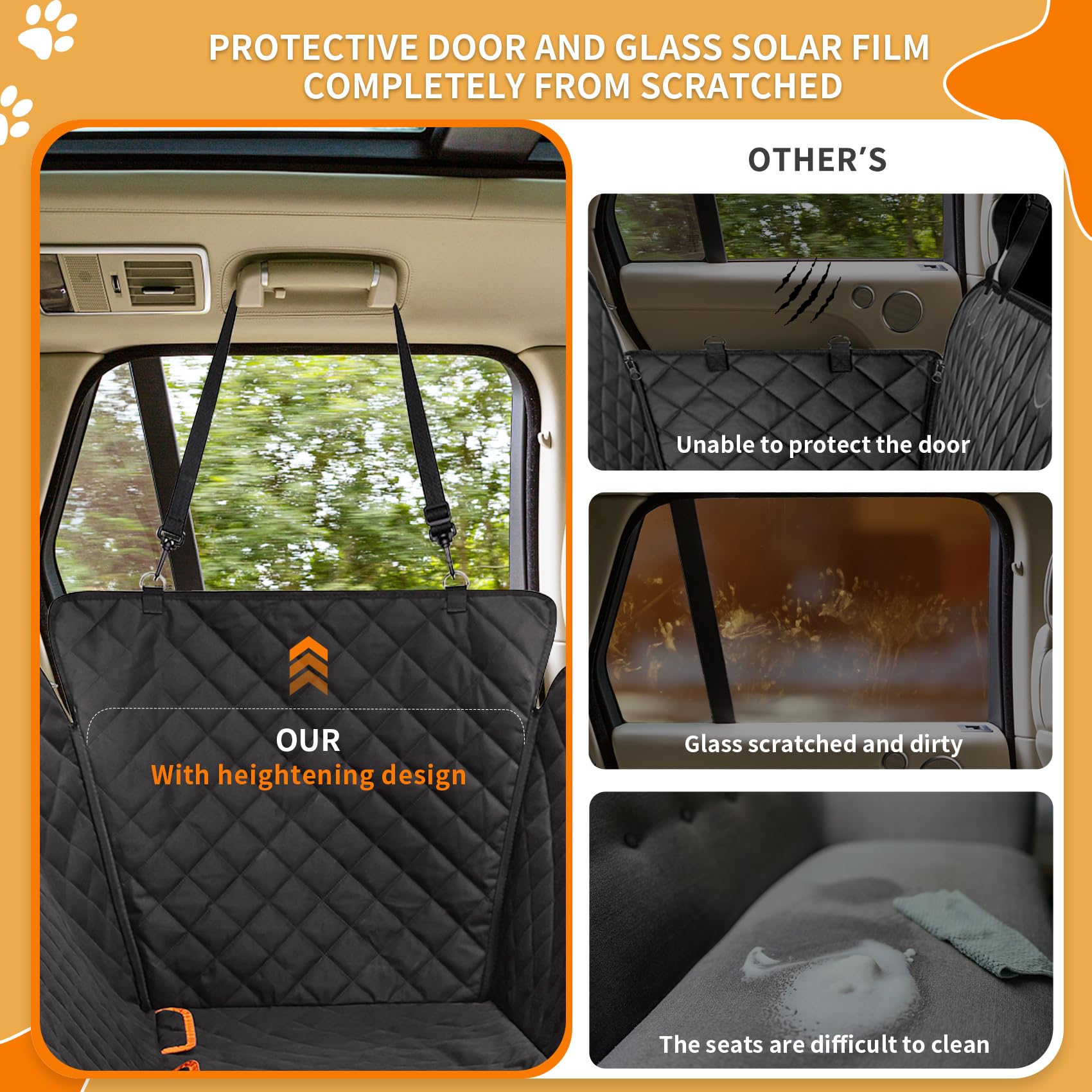 Famstar Dog Car Seat Cover - 100% Waterproof, Durable 600D 6-Layer Scratchproof Nonslip Pet Seat Cover with Mesh Window for Car,