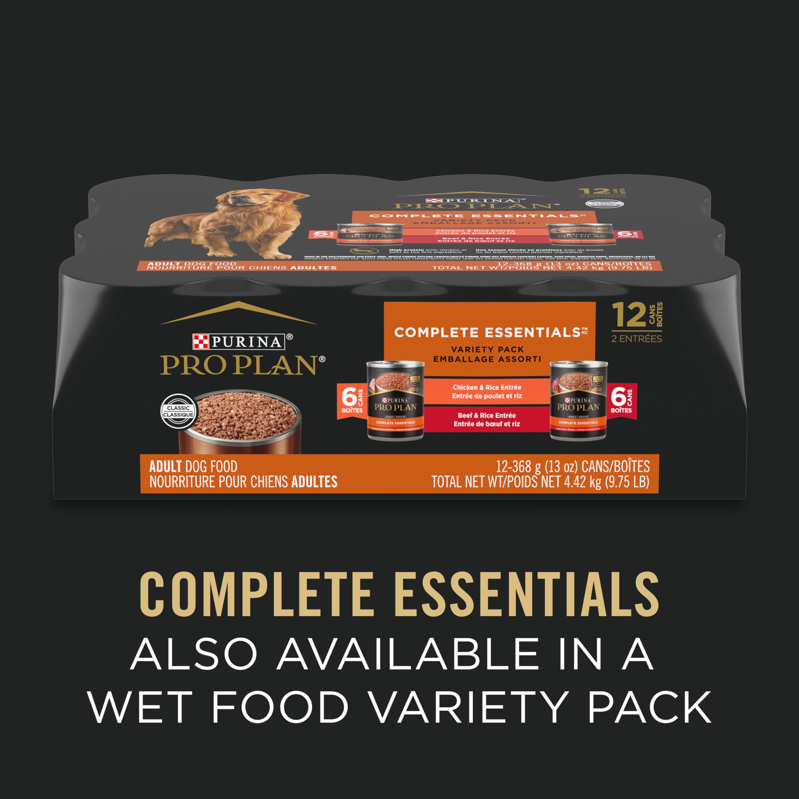 Purina Pro Plan Grain Free Wet Dog Food Variety Pack, Grain Free Chicken and Turkey Entrees - (Pack of 12) 13 oz. Cans