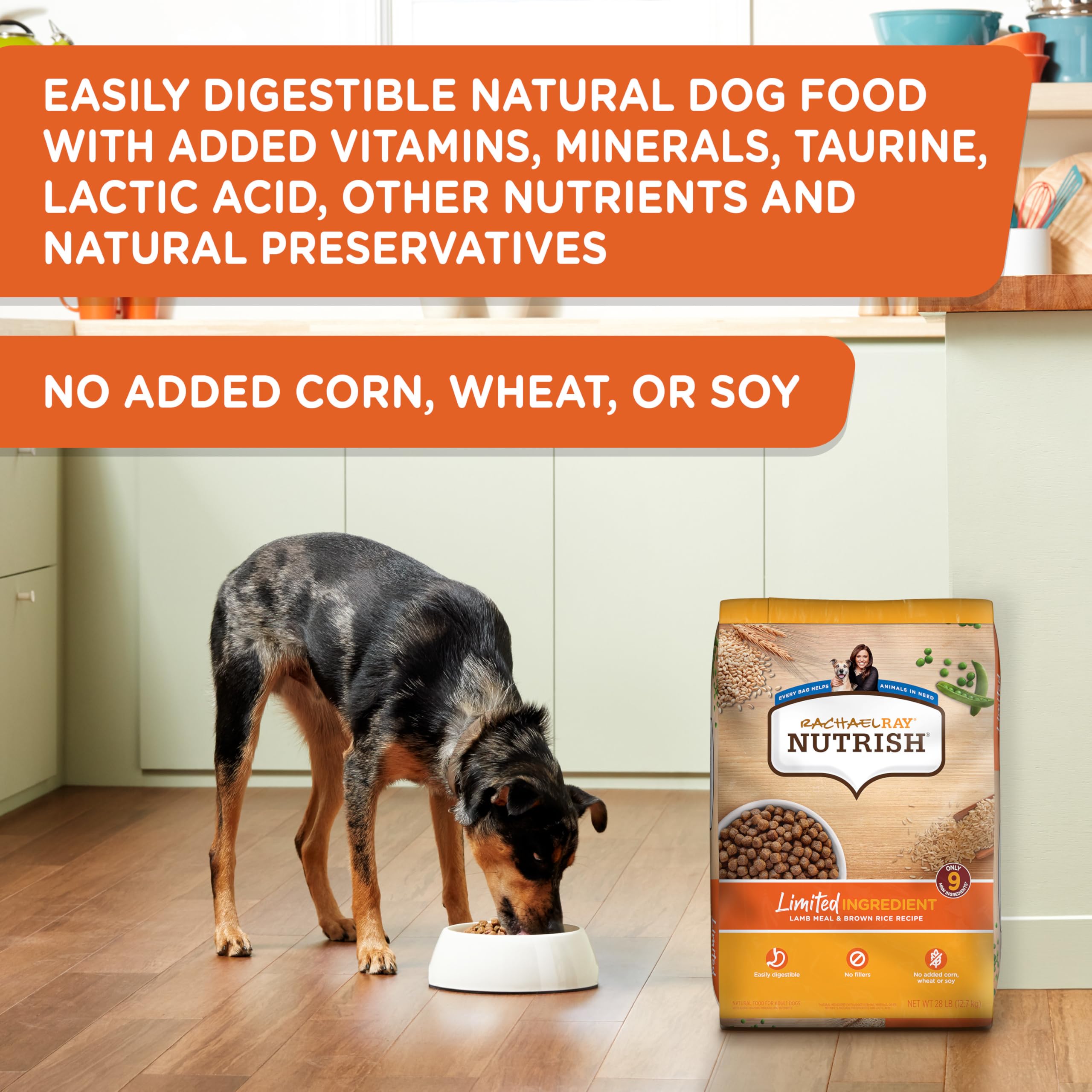 Rachael Ray Nutrish Limited Ingredient Diet Lamb Meal & Brown Rice Recipe, 28 Pounds, 007119000675