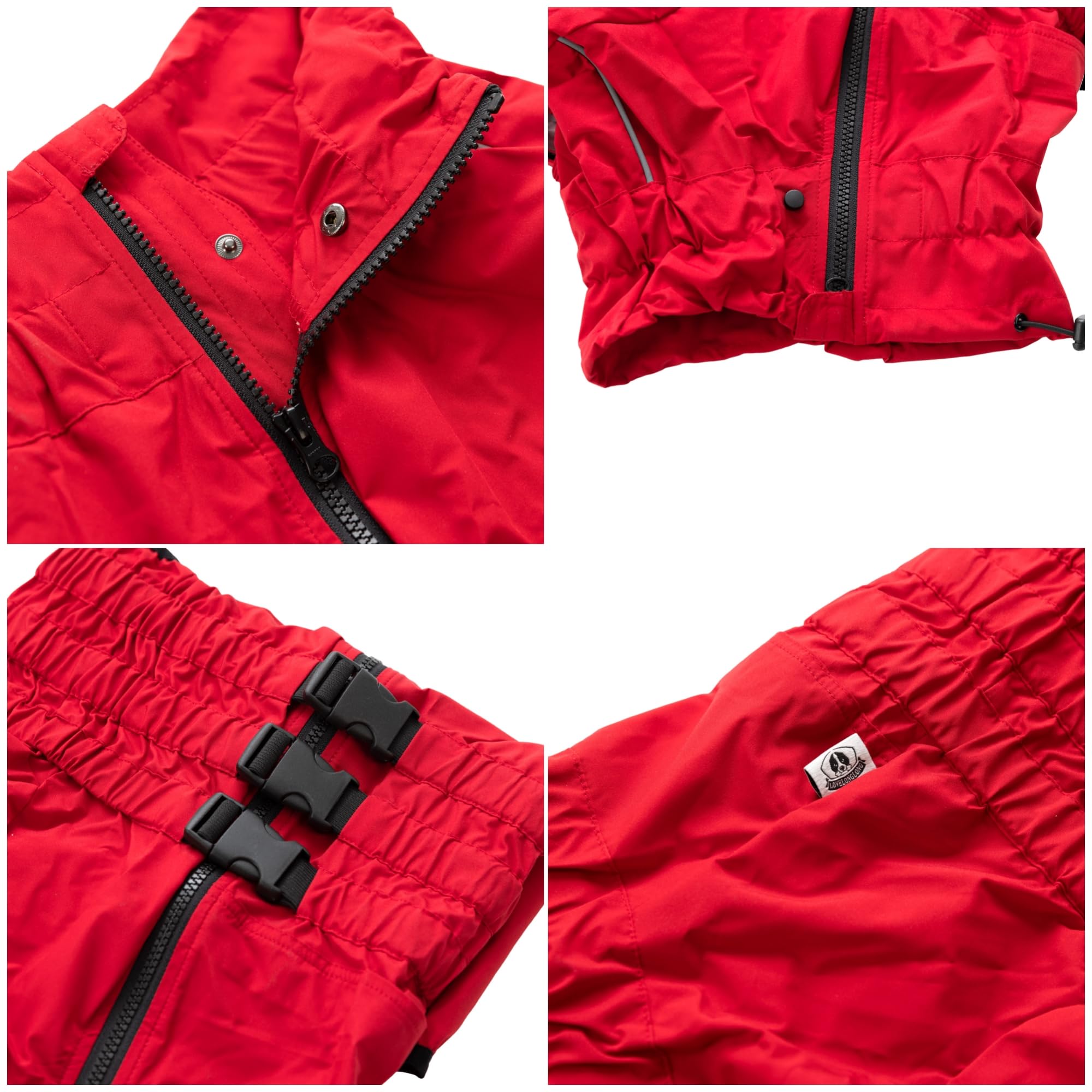 Lovelonglong Dogs Waterproof Jacket, Lightweight Reflective Raincoat, XS, Red
