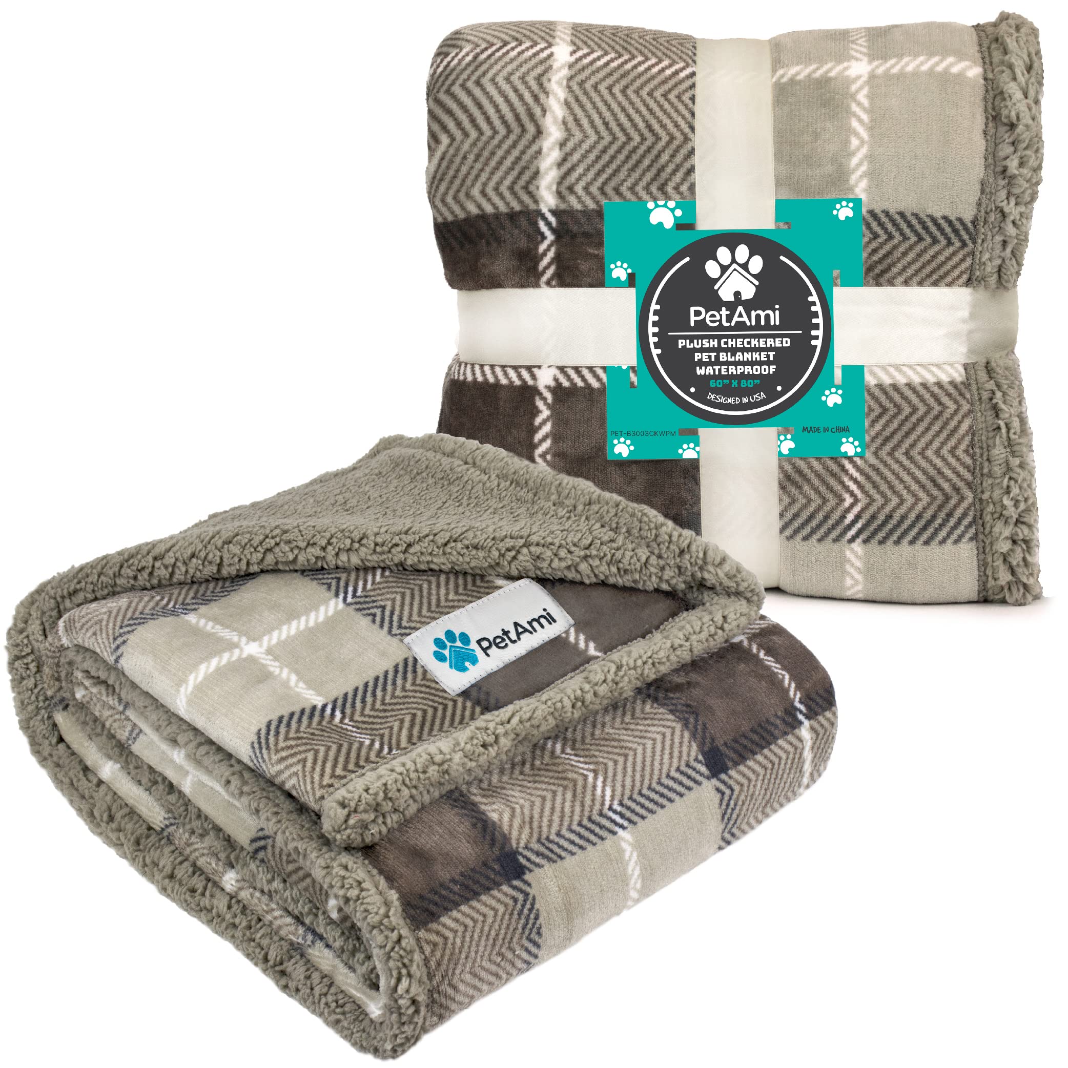 PetAmi Waterproof Dog Blanket for Medium Large Dog, Pet Puppy Blanket Couch Cover Protection, Sherpa Fleece Cat Blanket, Sofa Be