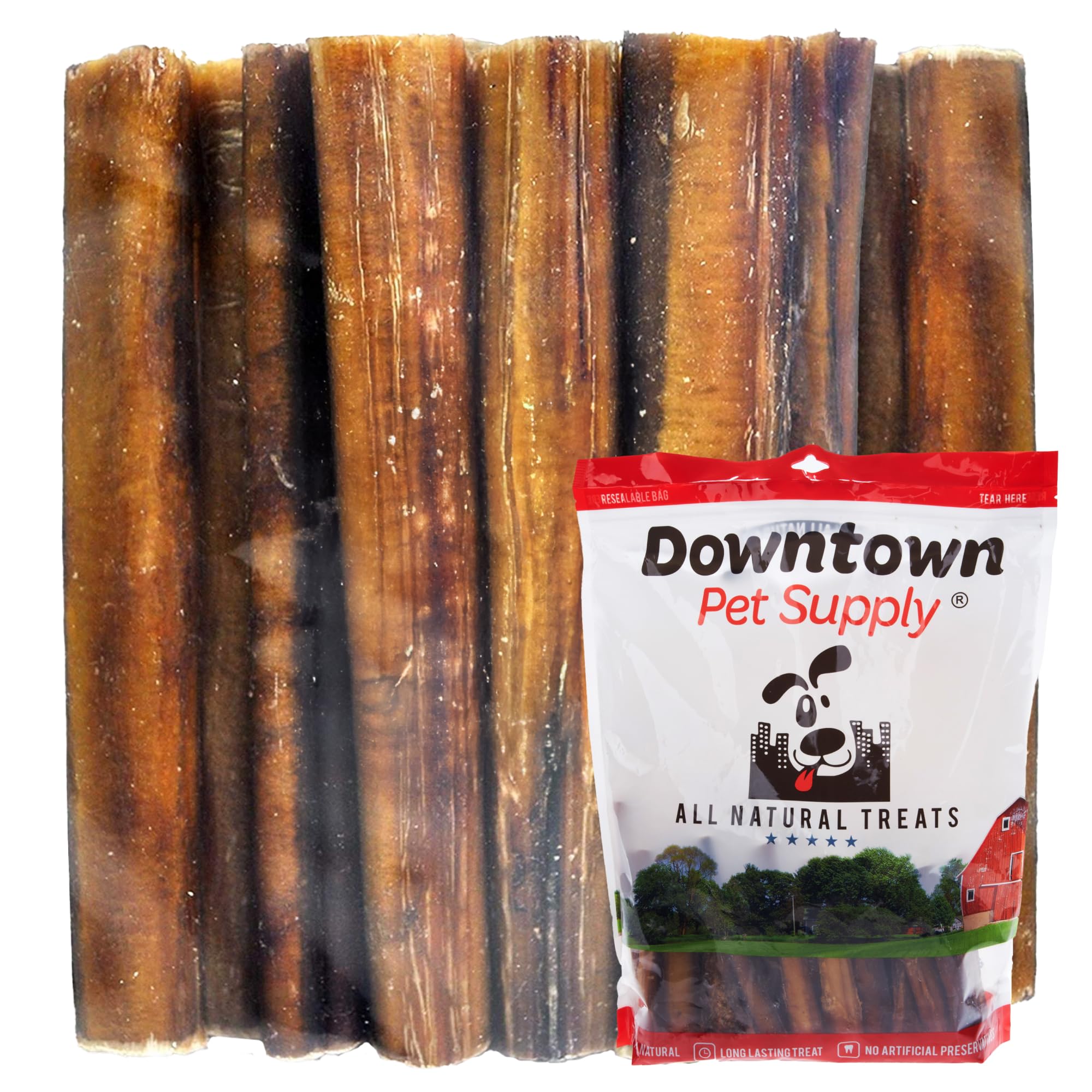 Downtown Pet Supply USA-Made 12, 1 Lb. Jumbo Bully Sticks for Large Dogs - Rawhide Free Dog Chews Long Lasting and Non-Splinteri