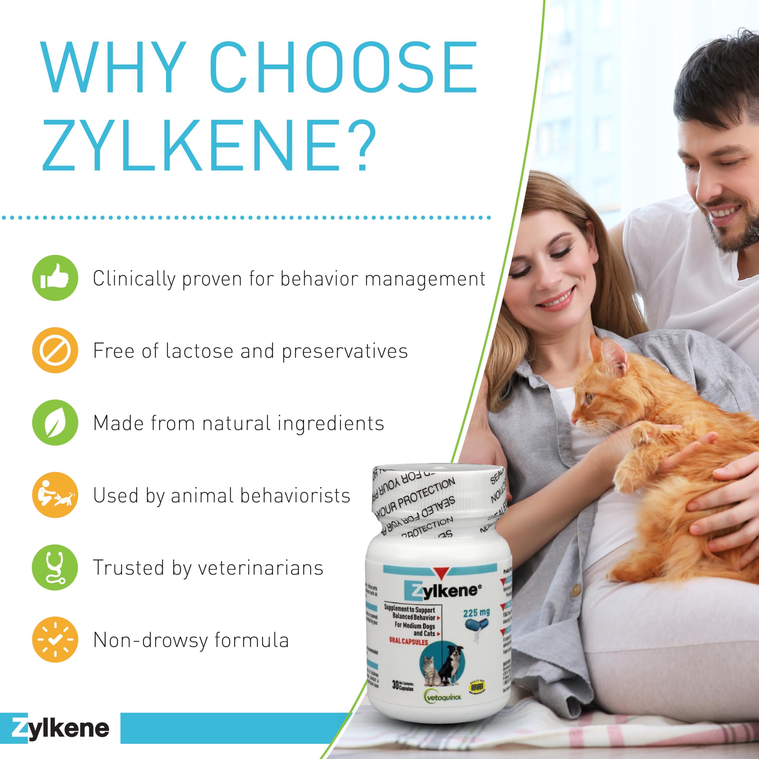 Vetoquinol Zylkene Calming Support Supplement for Medium Dogs 33-65lbs Helps Promote Relaxation and Reduce External Stress Facto