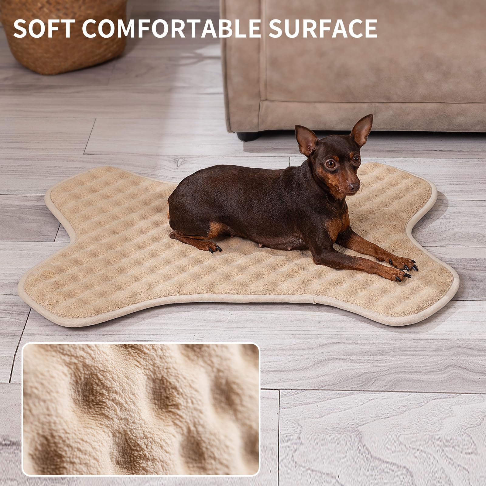 Minidear Dog Crate Pad, 20''X28''X1'' Crate Bed Cute Bone Shape Non-Skid Kennel Pad, Rubber Backing Memory Foam For Dog Bed Mat,