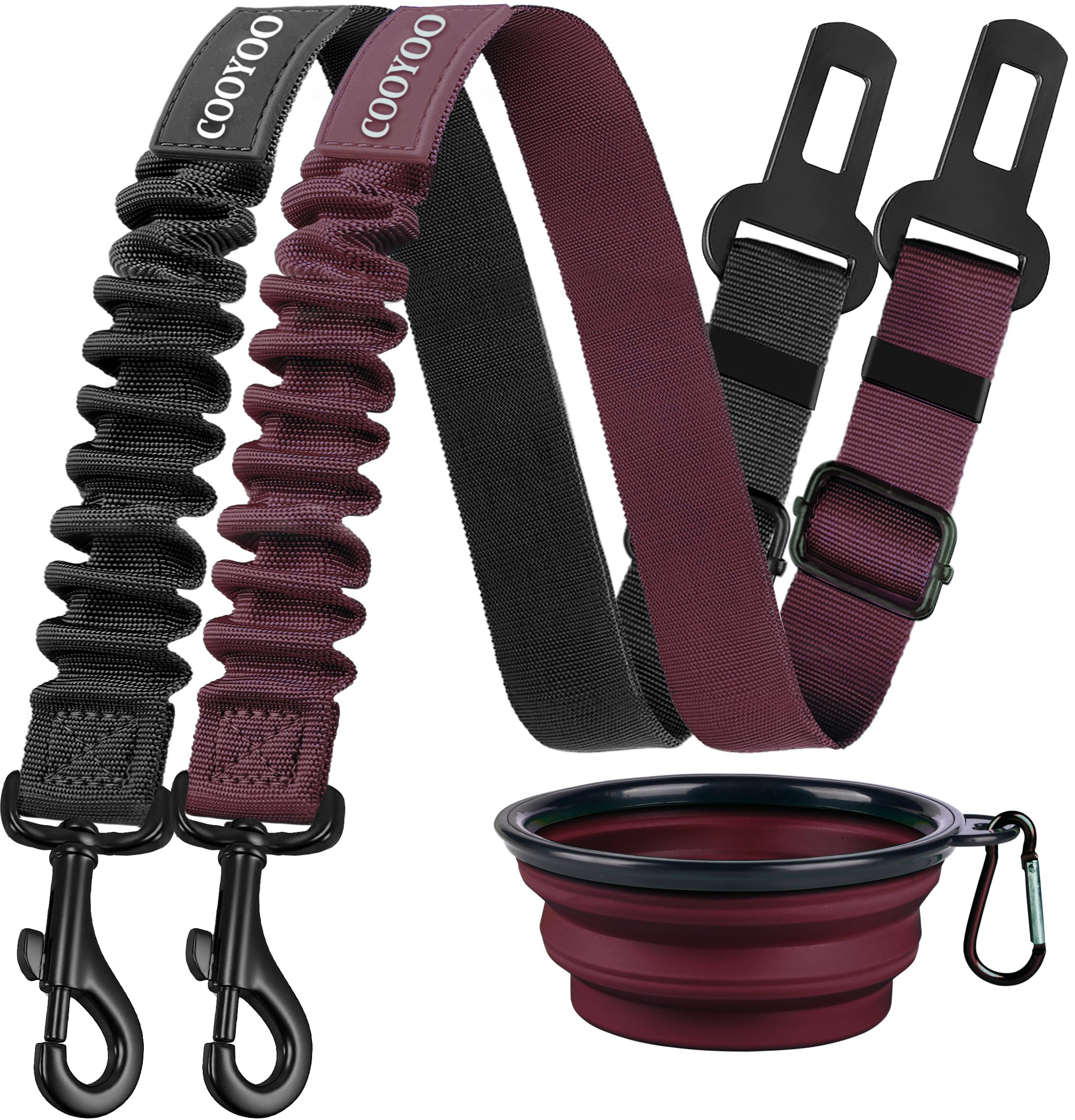 Cooyoo Dog Seat Belt,3 Piece Set Retractable Dog Car Adjustable Seatbelts For Vehicle Nylon Pet Safety Heavy Duty & Elastic & Du