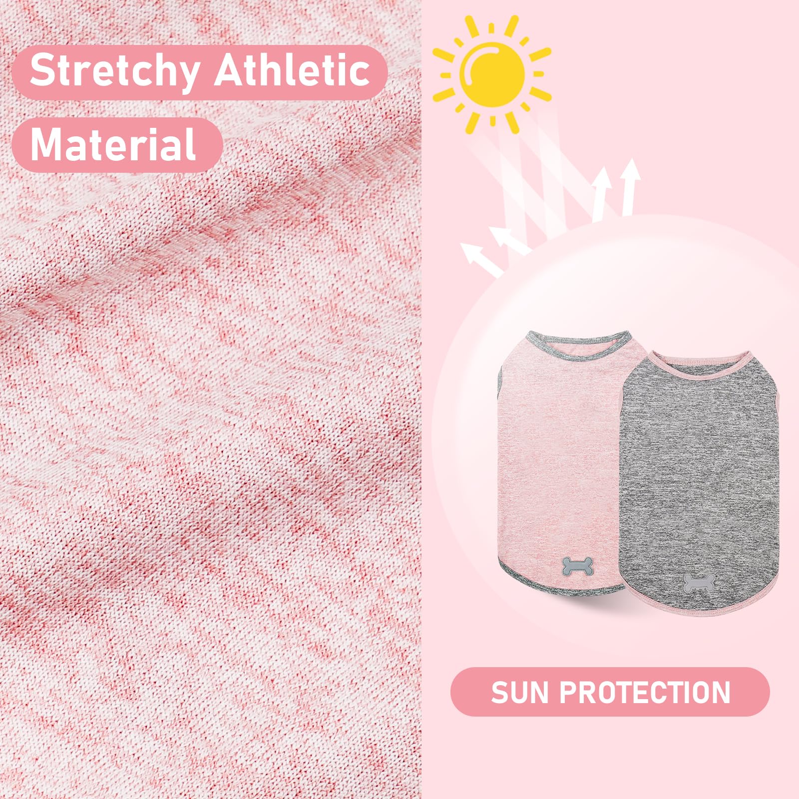 Kyeese 2Pack Dog Shirts Sun Protection Quick Dry Dog T Shirt Soft Tank Top With Reflective Label Stretchy Sleeveless Pet Vest Li