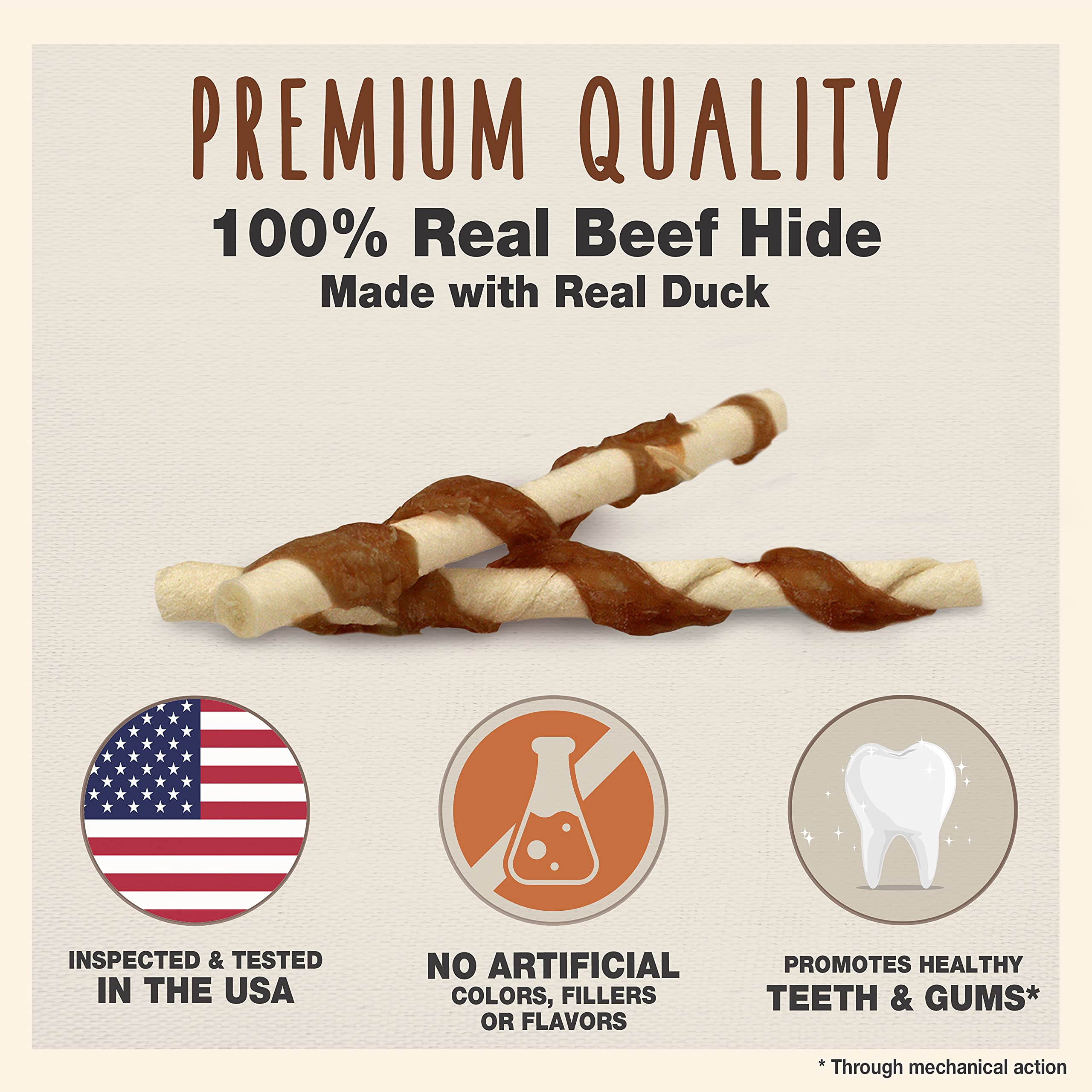 (3 Pack) Cadet Rawhide & Duck Dog Treat Twists; 50-Count Each