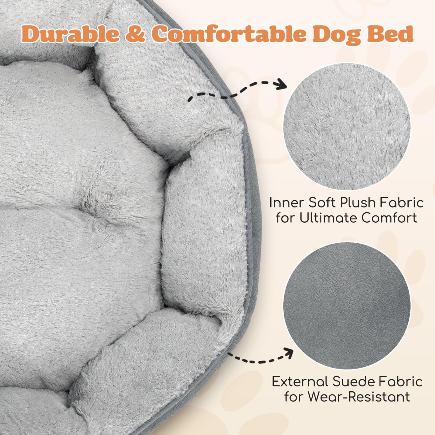 Nobleza Dog Beds For Small Dogs, Plush Anti Anxiety Donut Round Orthopedic Dog Bed For Sleeping, Supportive Washable Calming War