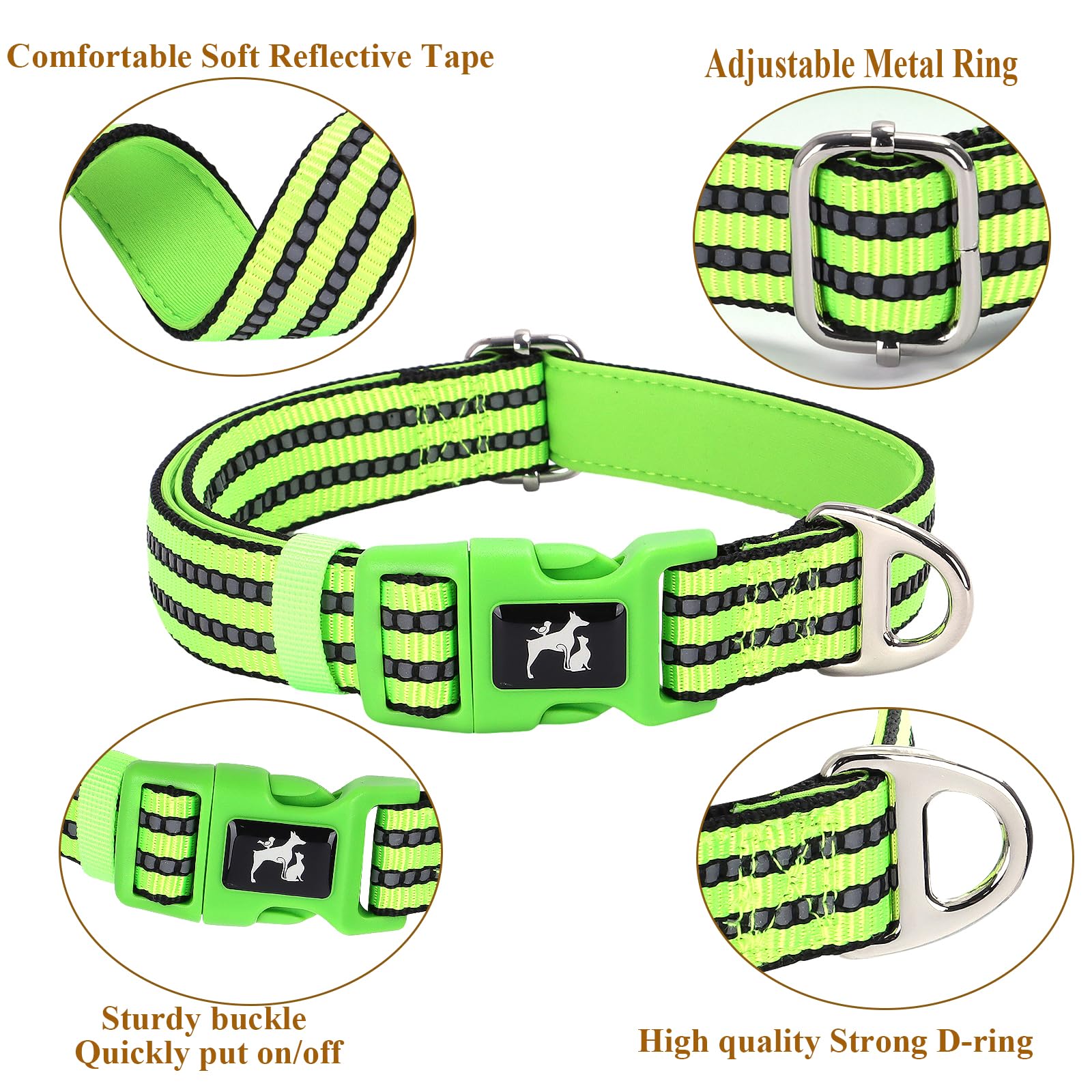 Maowuwujoz Extra Large Dog Collar, Adjustable Reflective Nylon Pet Collar With Soft Neoprene Padded For Walking, Running, Night