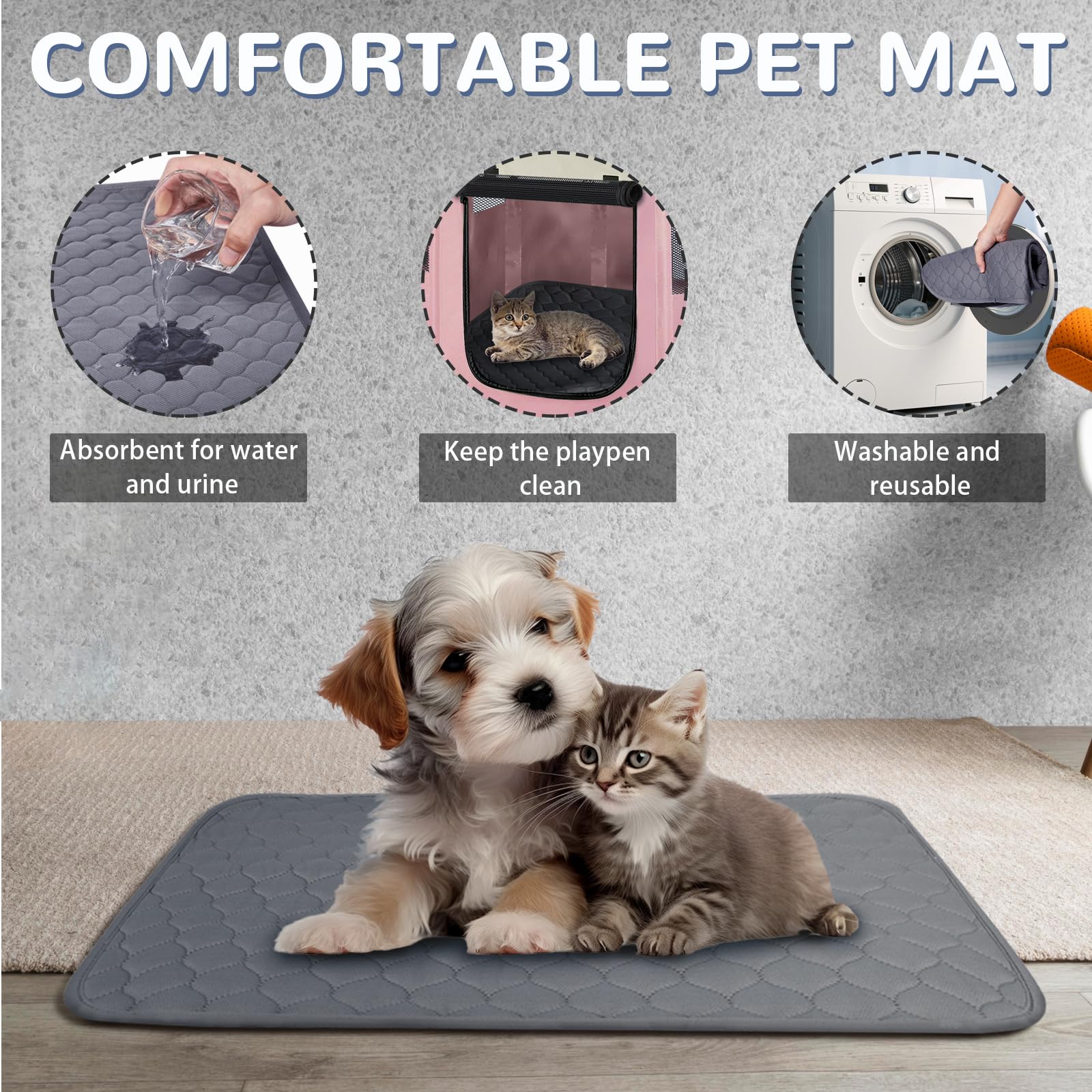 Pet Dog Cat Playpen with Waterproof Pad,Portable Puppy Kitten Rabbit Crate and Other Small Animals Kennel Cage Tent for Indoor O