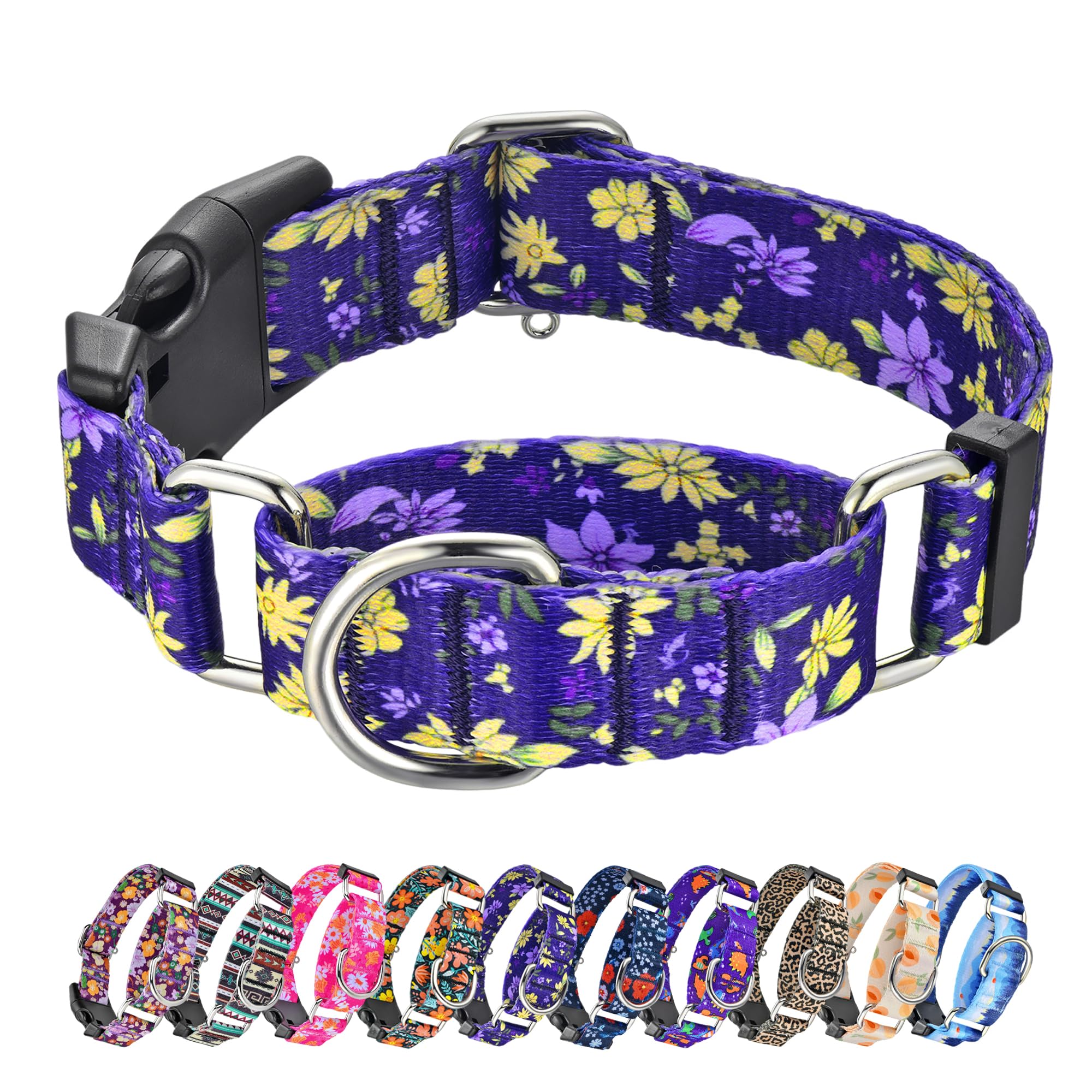 Hikiko Martingale Collar For Dogs Cute Floral Dog Collar For Small Medium Large Dogs Anti Pull Quick Release Buckle Dog Collars 