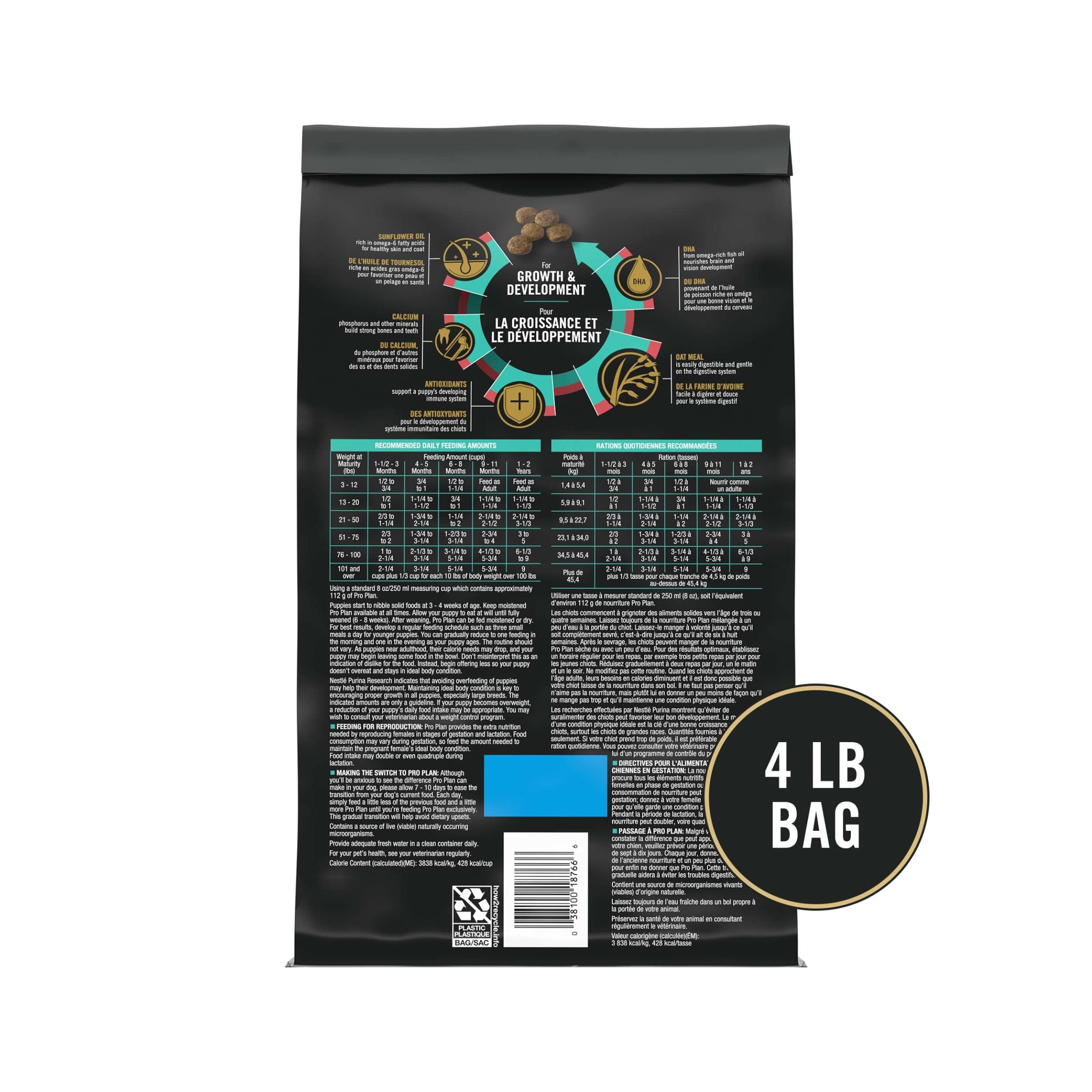 Purina Pro Plan Sensitive Skin and Stomach Puppy Food Lamb and Oat Meal Formula - 4 lb. Bag