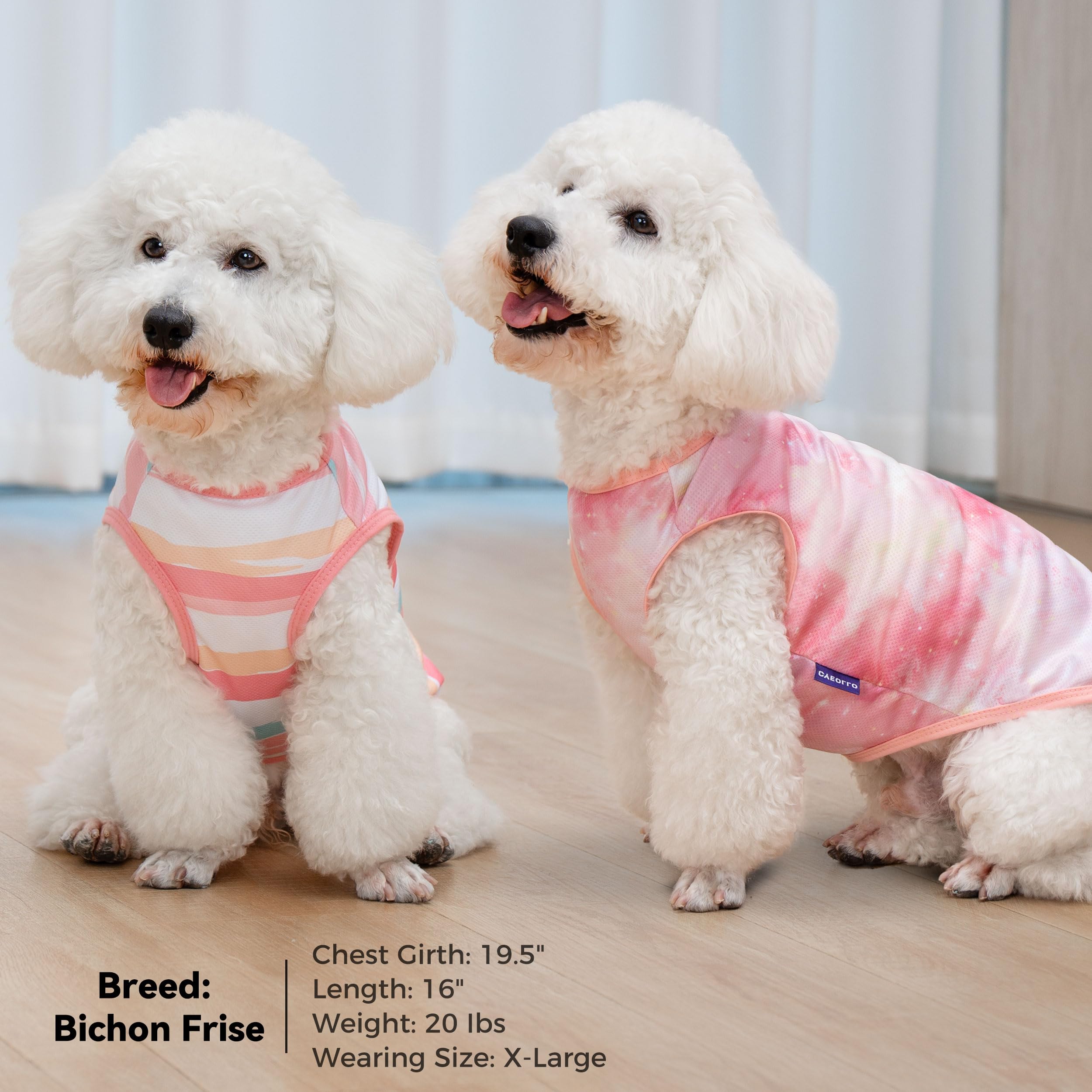 Cyeollo 2Pack Dog Cooling Shirt, Breathable Sleeveless Summer Clothes For Dogs, Intant Cool T Shirts For Small Dogs, Pink S