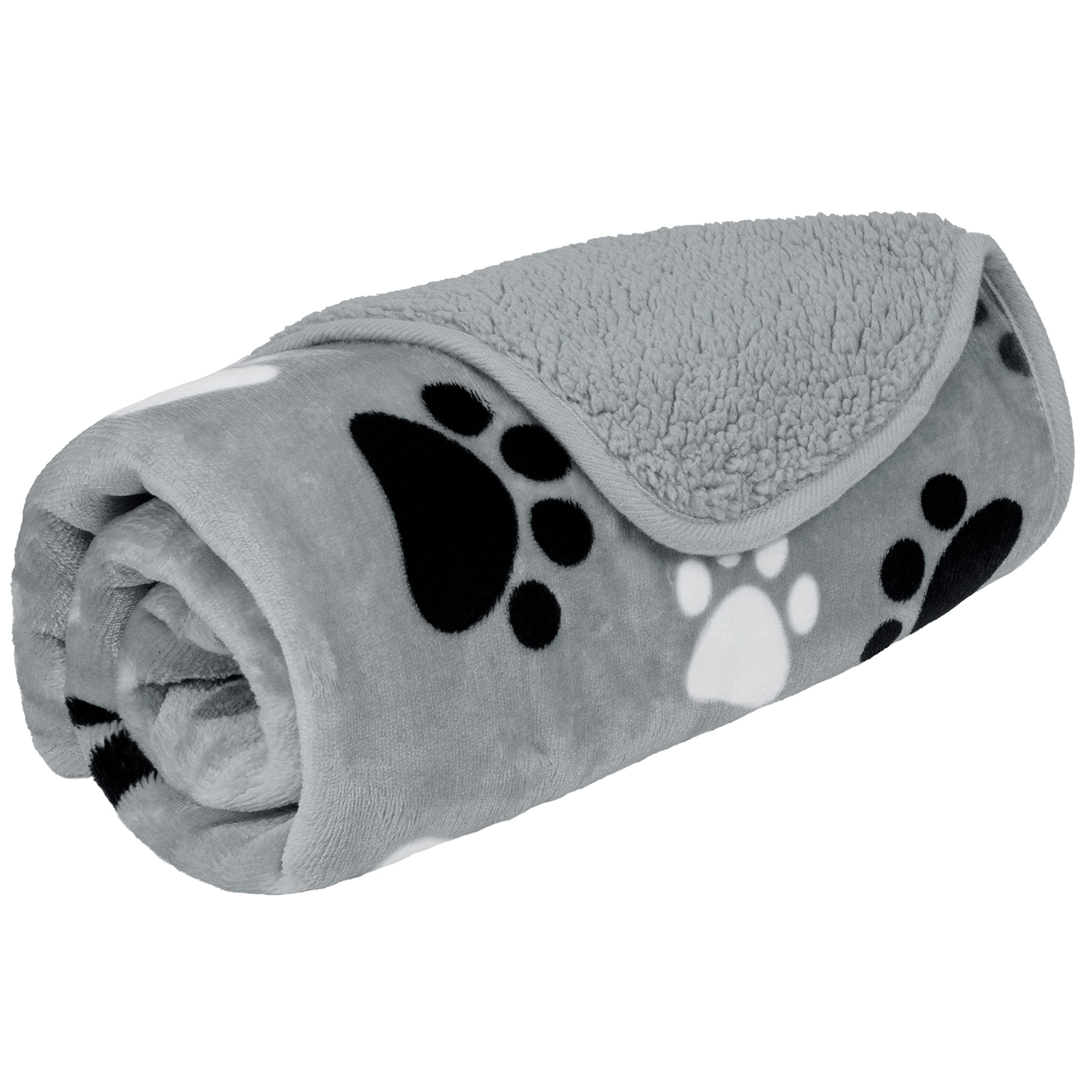 PetAmi Waterproof Dog & Cat Blanket, Pee Proof for Couch, Reversible, Soft Fleece, Washable, 24x32 Paw Gray