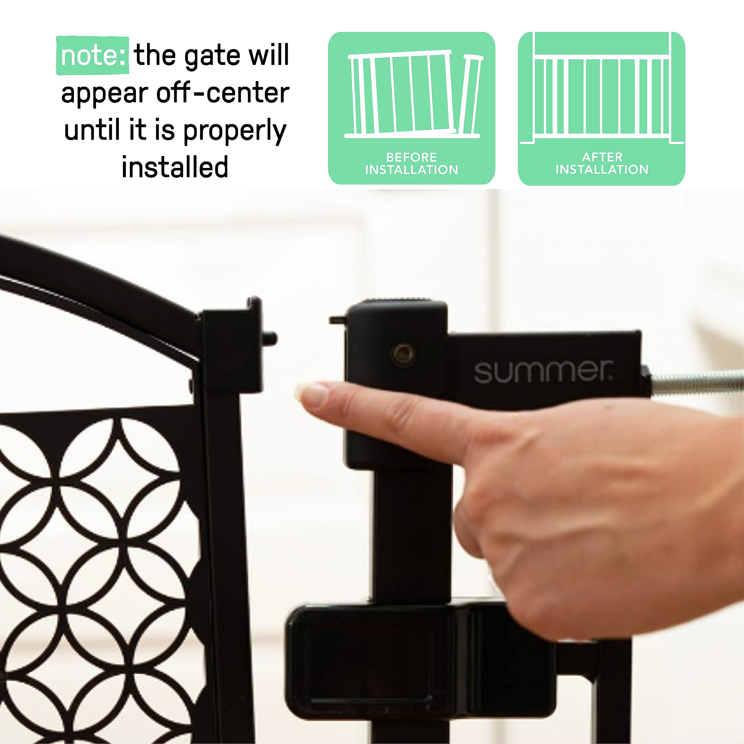 Summer Infant Extra Tall Safety Gate, 28.5-48" Wide, 36" Tall, Bronze, Metal, Model 07600CZ, Pressure or Hardware Mounted for Baby & Pets