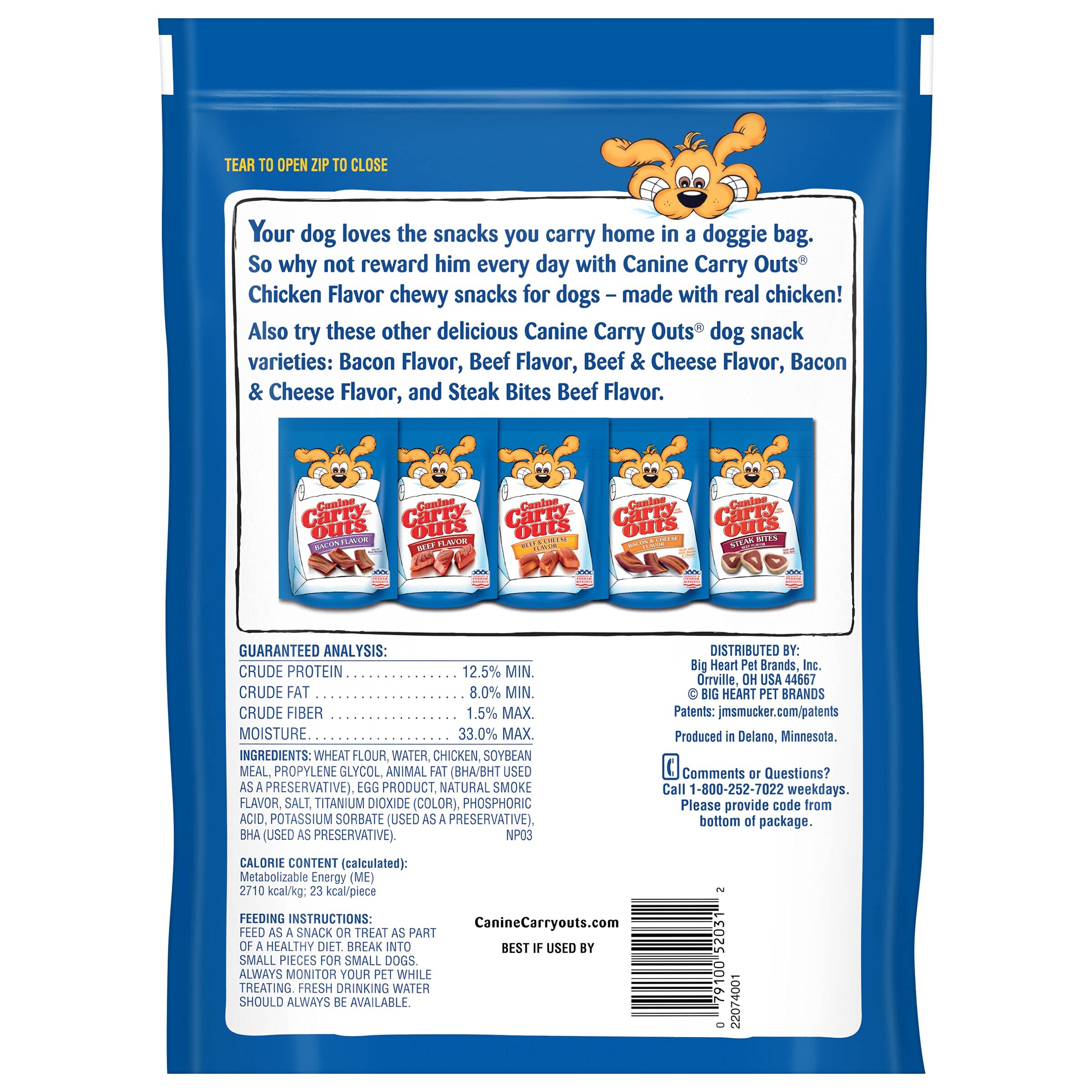 Canine Carry Outs Dog Treats, Chicken Flavor, 22.5 Ounce (Pack of 4), Made with Real Chicken