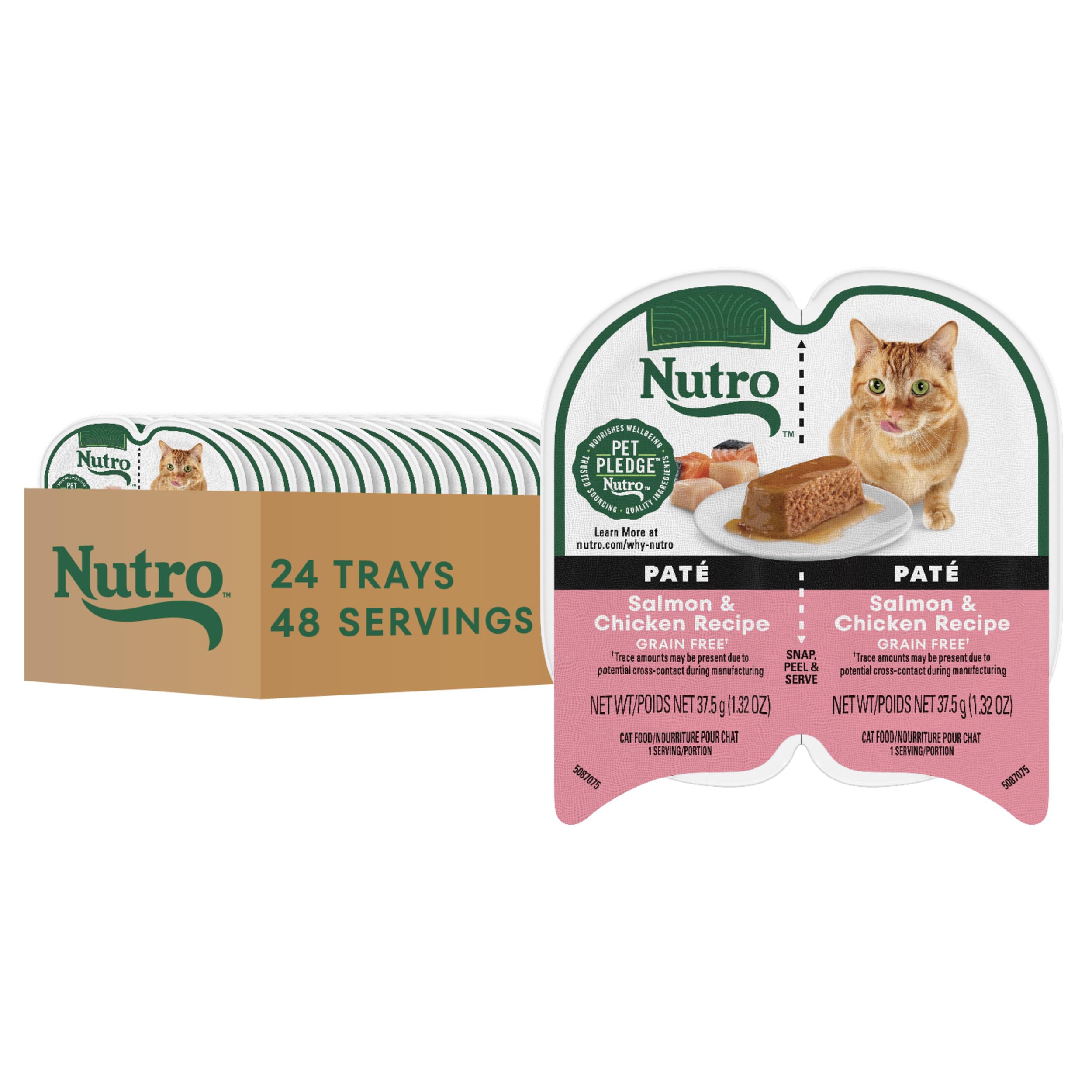 Nutro Perfect Portions Wet Cat Food Pat   Salmon & Chicken Recipe, 2.64 oz. Twin-Pack Trays (24 Count, Pack of 1)
