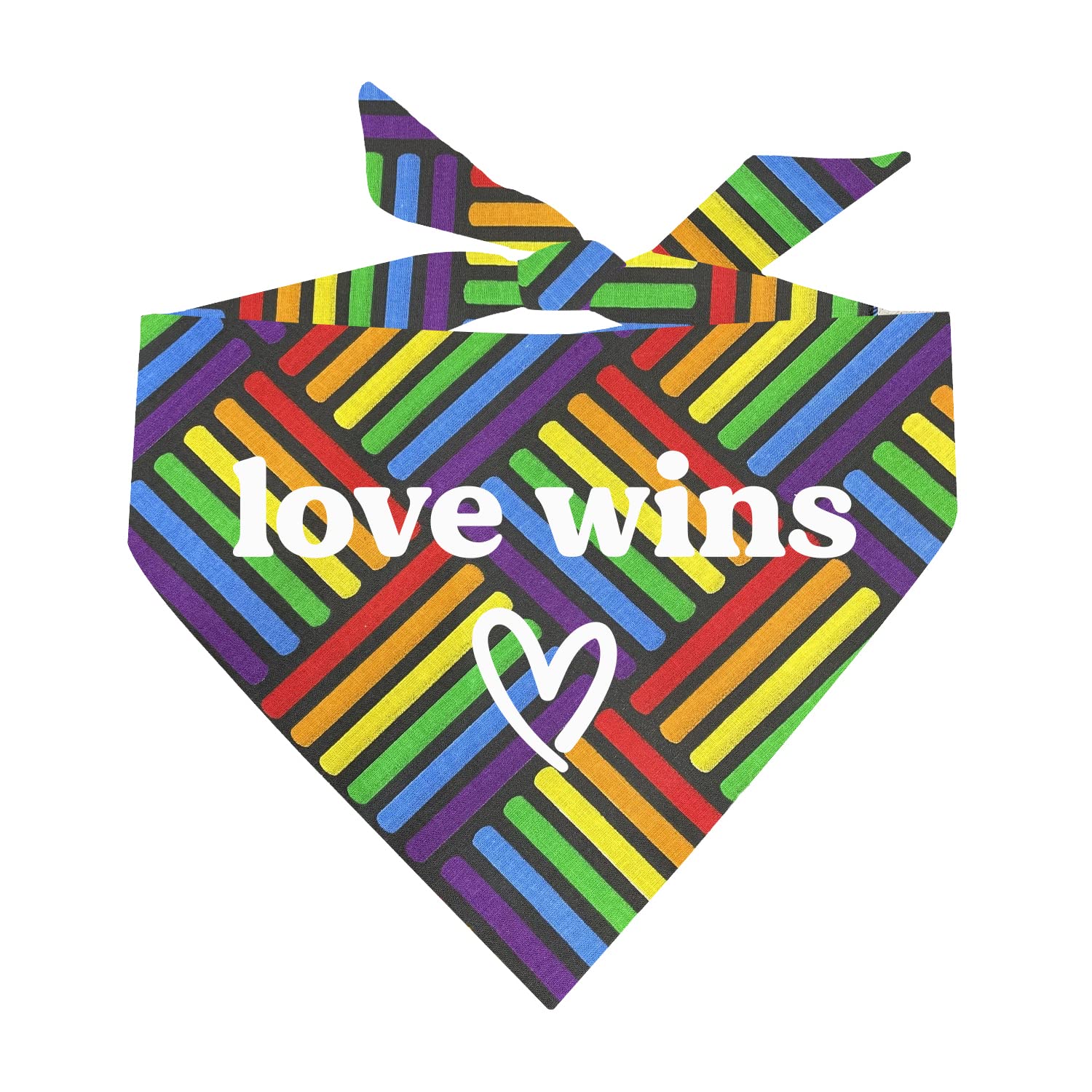 Love Wins Dog Bandana | 100% Cotton Adjustable Triangle | Made In Usa | Pride Day | Lgbtq+ | Rainbow | Parade | One Size |Rainbo