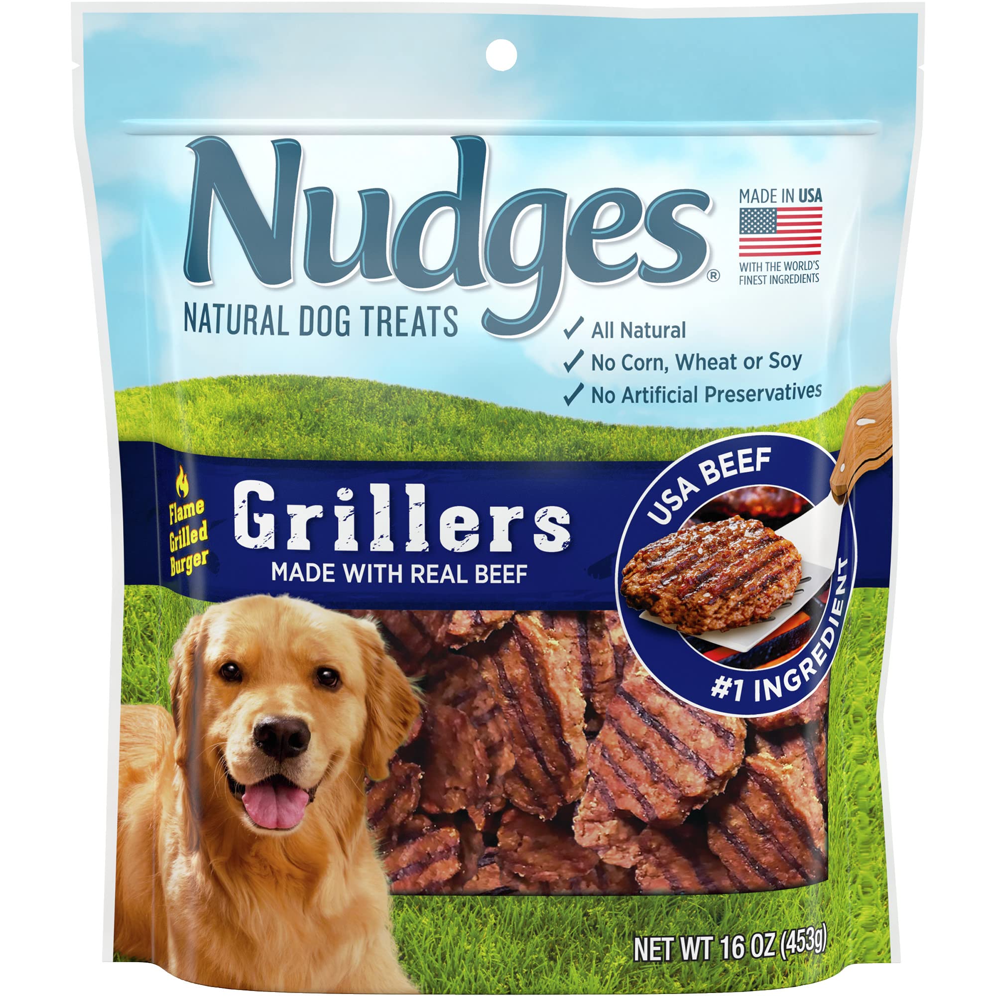Blue Buffalo Nudges Grillers Natural Dog Treats, Beef, 16oz Bag