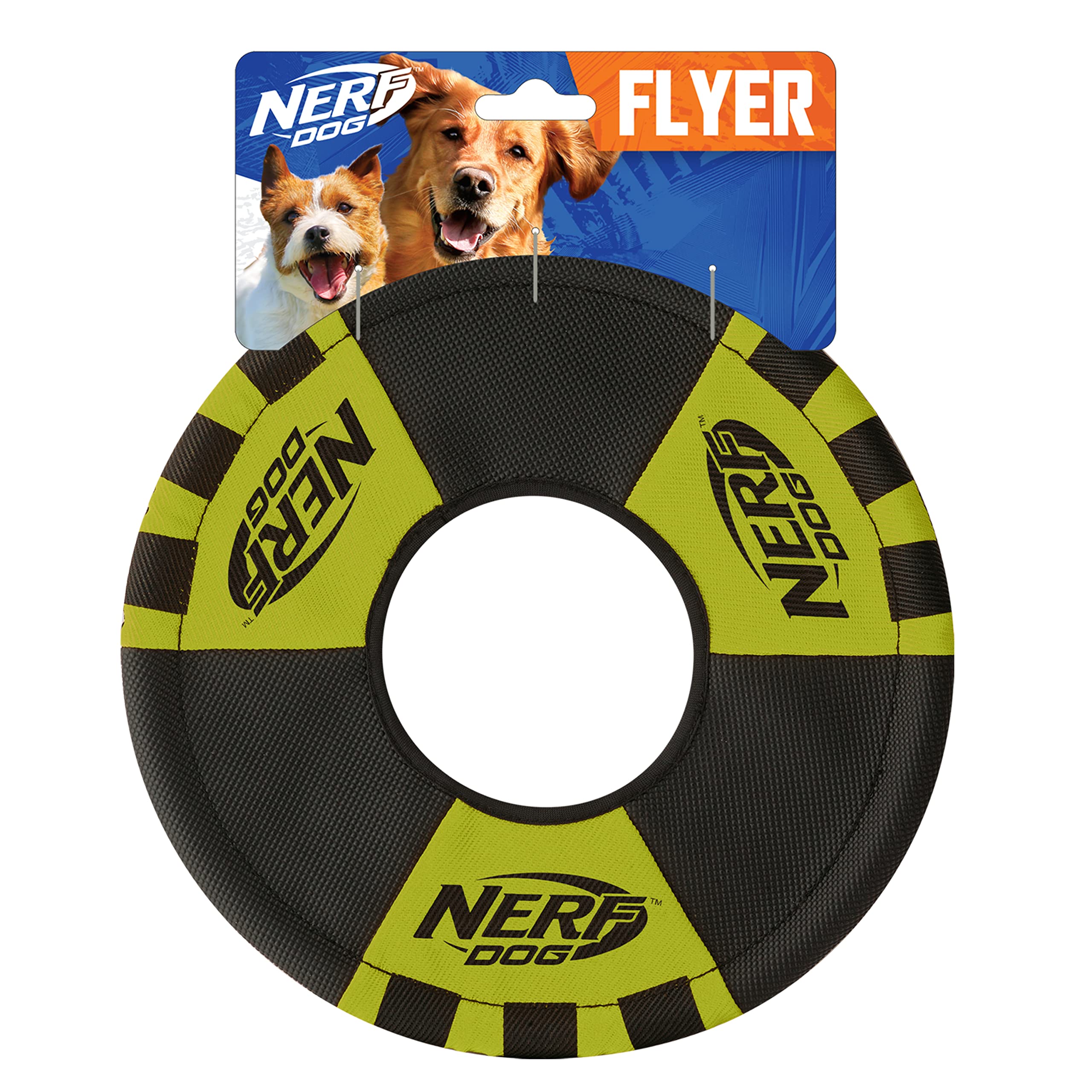Nerf Dog Trackshot Toss and Tug Ring Dog Toy, Lightweight, Durable and Water Resistant, 9 Inches, For Medium/Large Breeds, Singl
