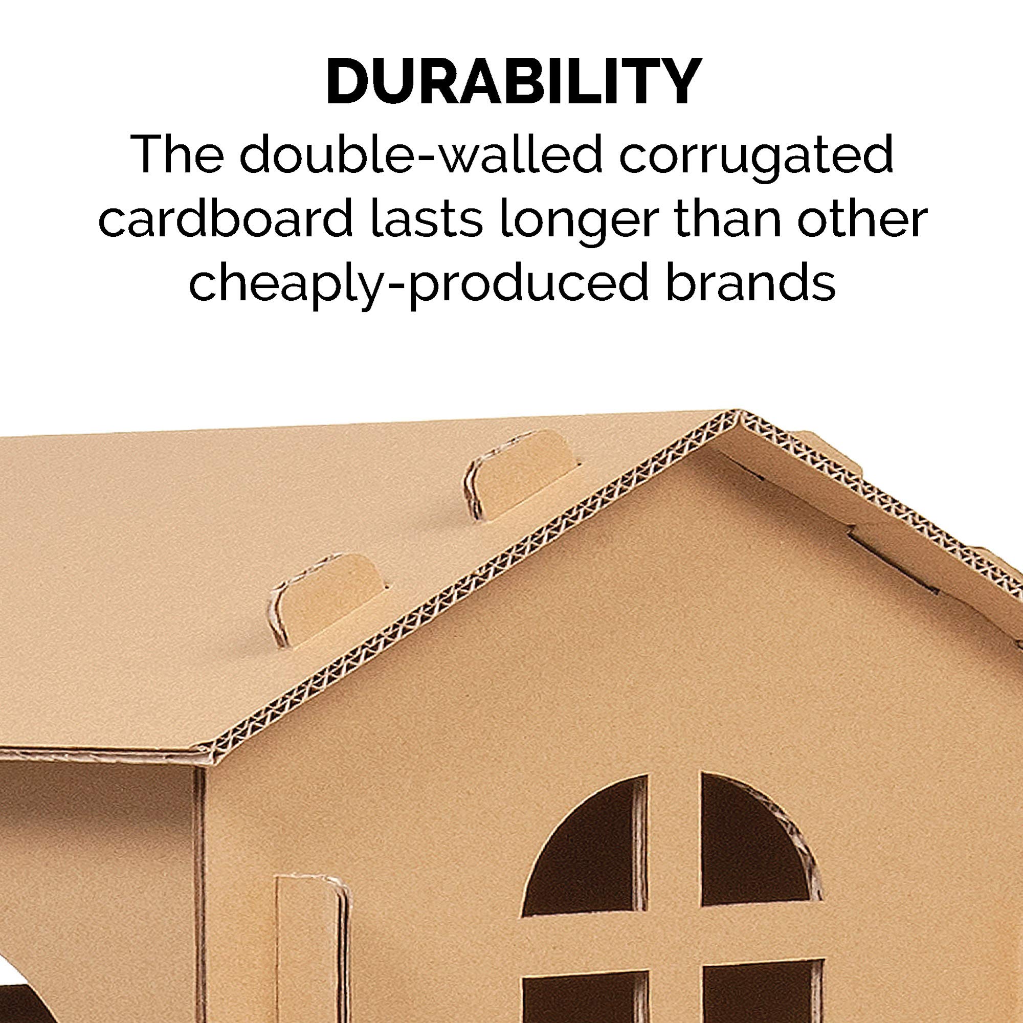 Furhaven Multi-Level Cardboard Cat House W/ Catnip For Indoor Cats, Ft. Scratching Pads & Toys - Townhouse Corrugated Cat Scratc