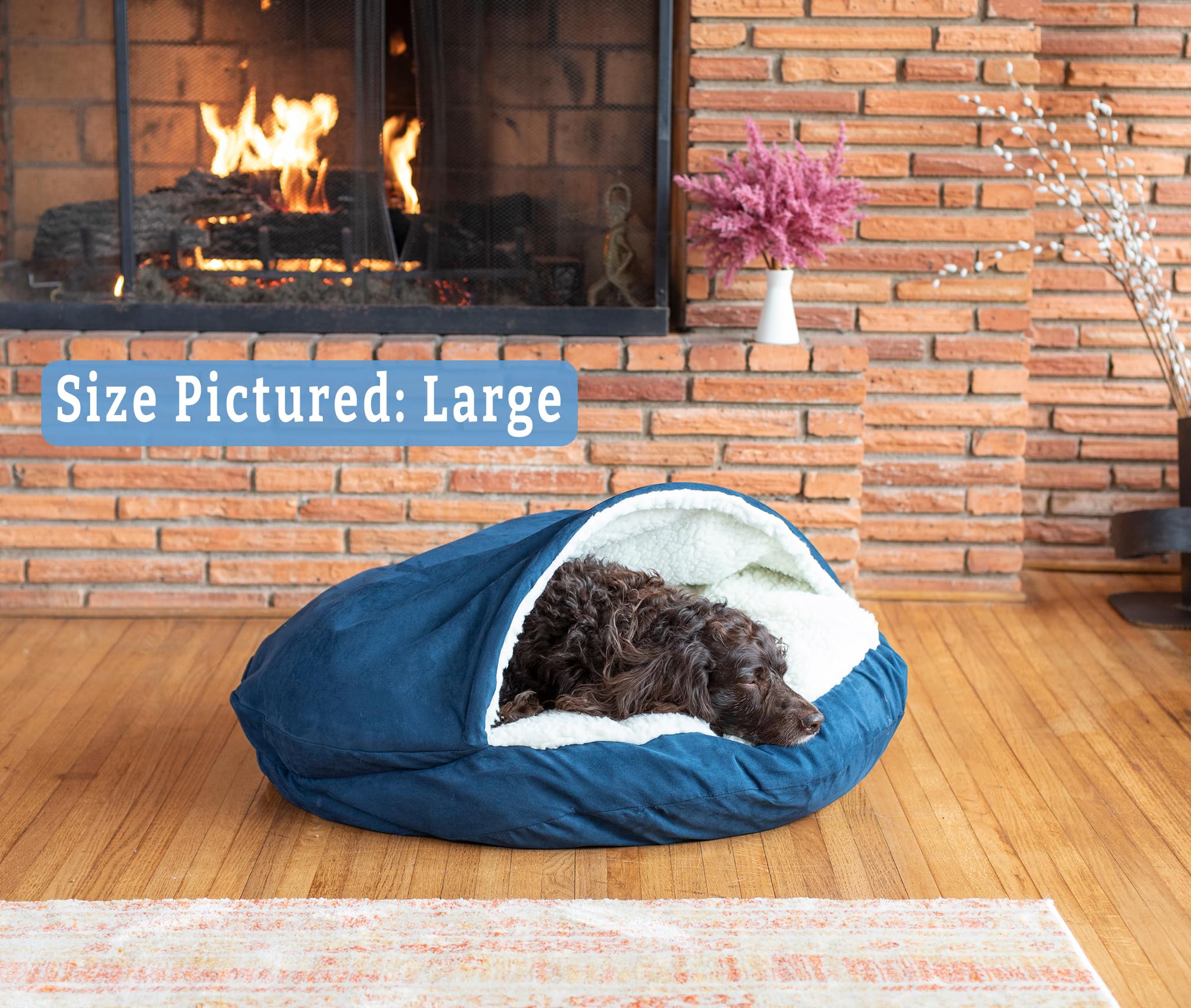 Snoozer Luxury Microsuede Cozy Cave Pet Bed, Small - Sapphire