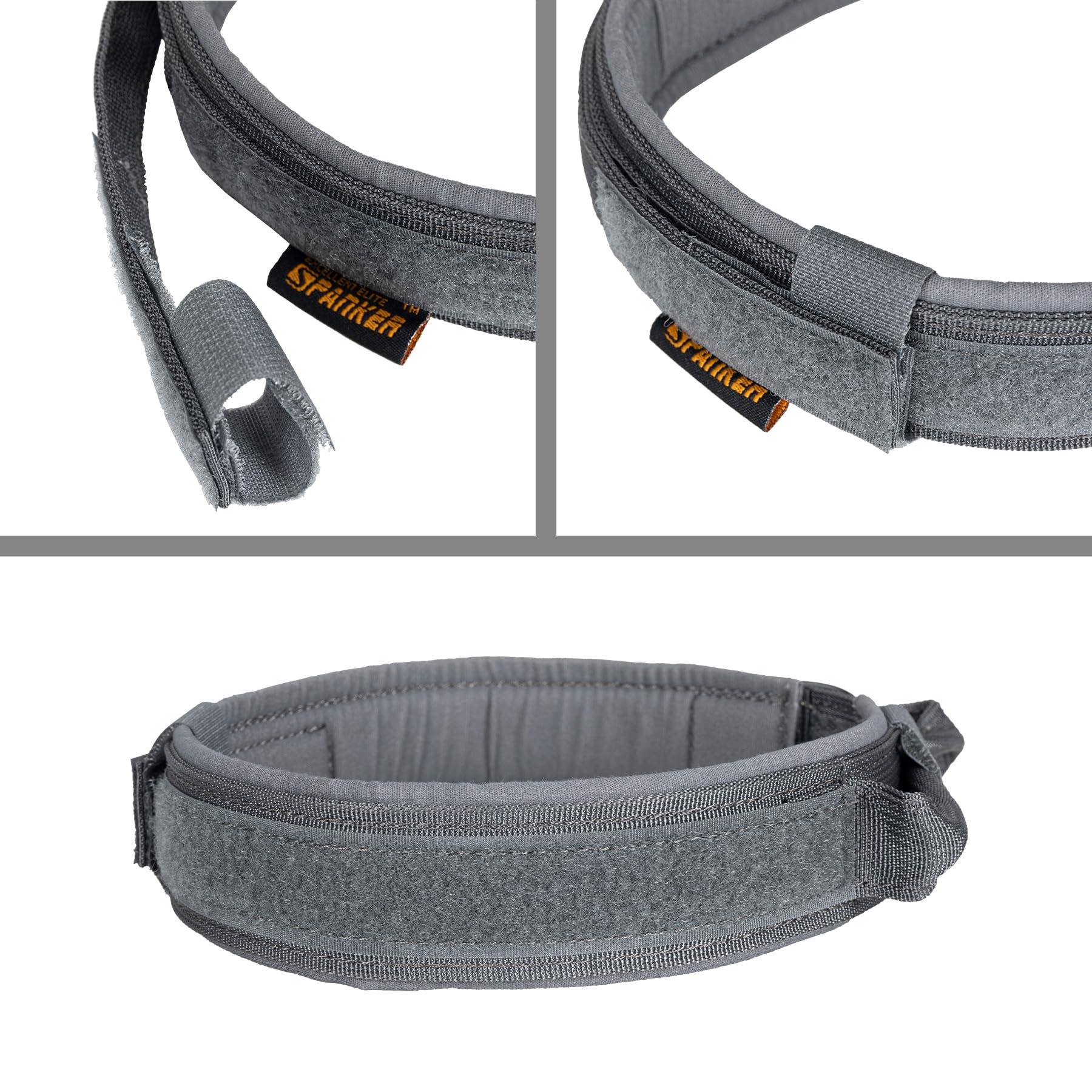 Excellent Elite Spanker Tactical Dog Collar Nylon Adjustable K9 Collar Military Dog Collar Heavy Duty Metal Buckle With Handle (Grey-Xl)