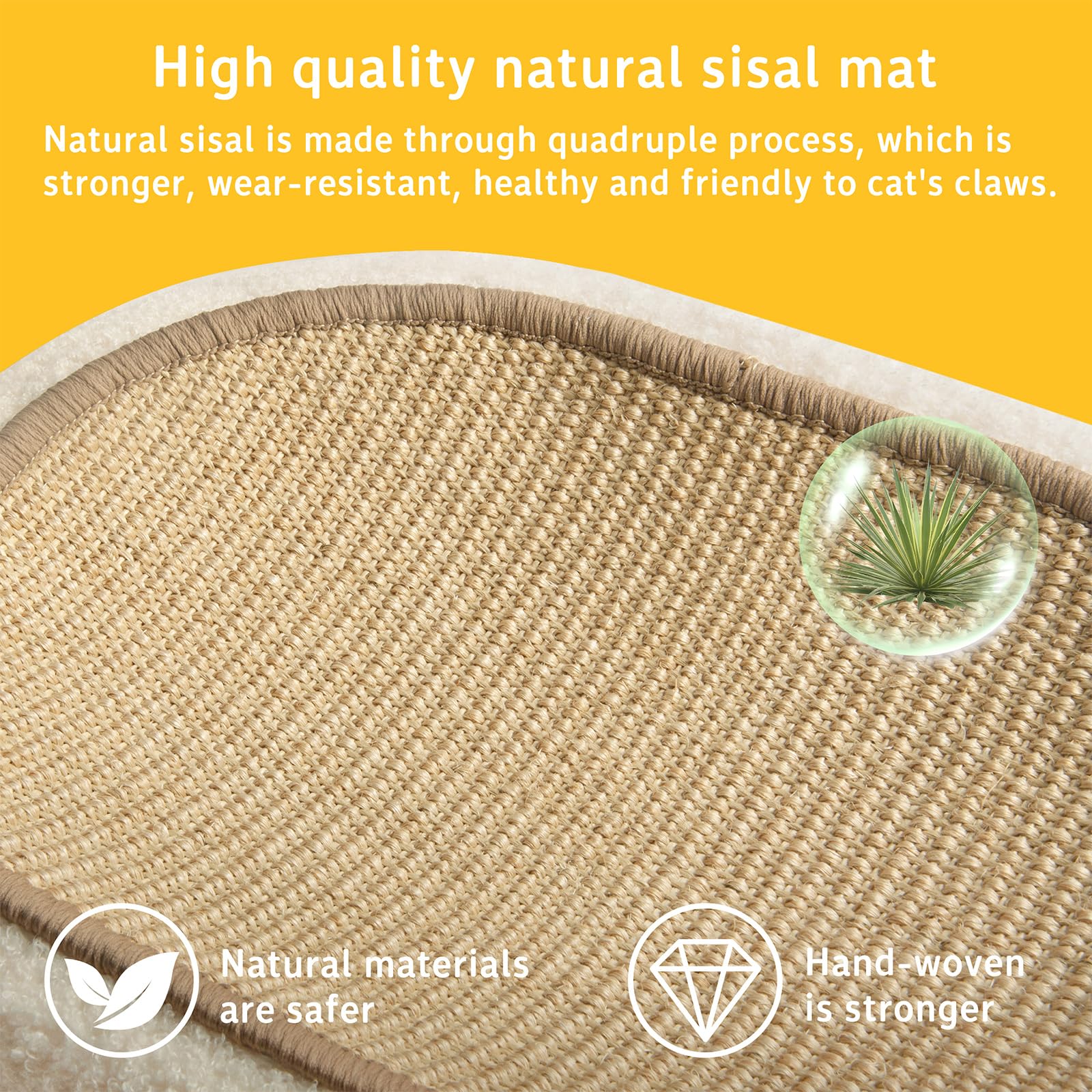 Fengsaobao Cat Scratcher Bed 2 In 1, Sisal Cat Scratching Pads Beds For Kitten, With Anti-Slip, Protect Furniture Sofa, No Debri