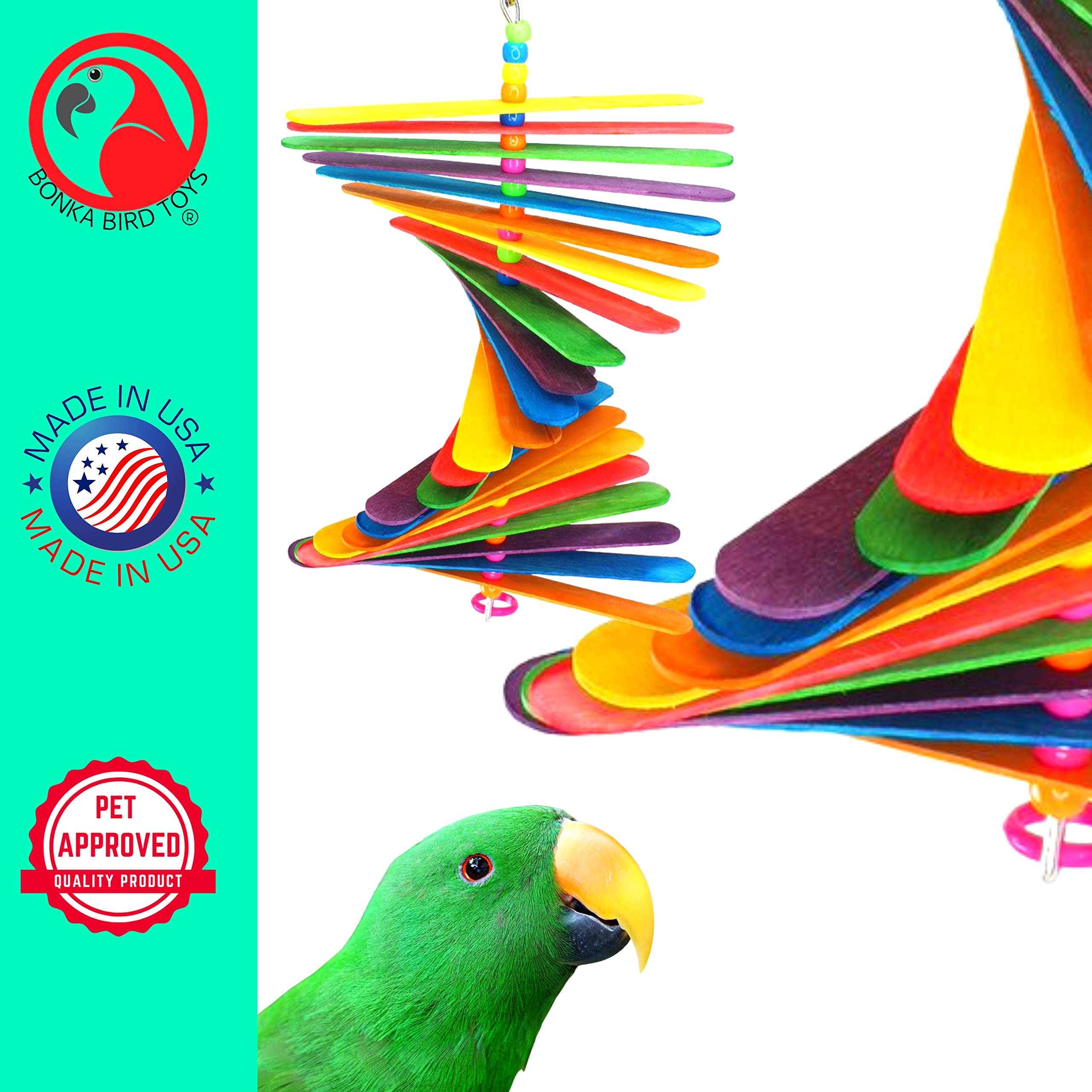 Bonka Bird Toys 867 Big Stick 9.50' X 6', Medium Parrot Chew Cage Toy, Conure, Quaker, Pionus, And Similar