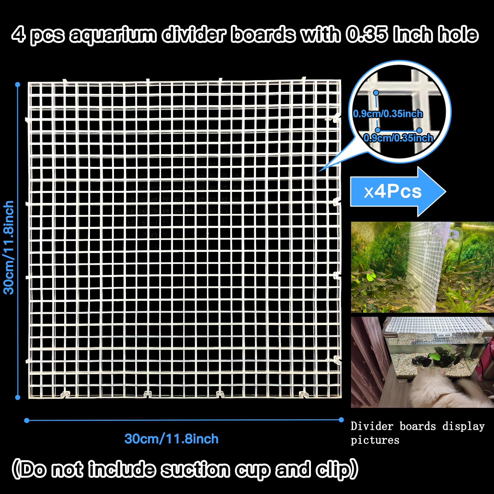 Adjustable Aquarium Fish Tank Divider Filter Bottom Plastic Grid Fish Tank Isolation Board Egg Crate Tray(White, 4Pcs 11.8X11.8I