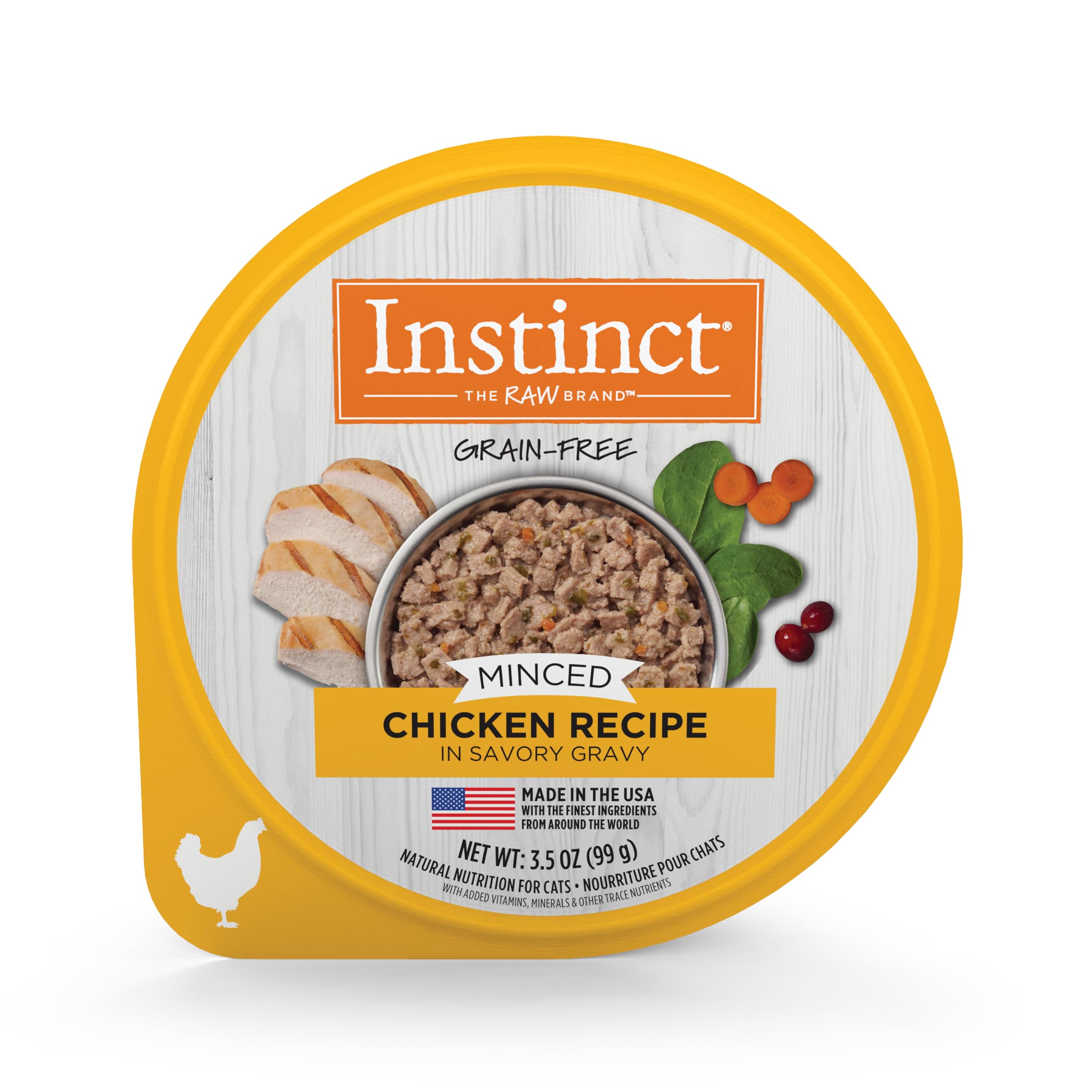 Instinct Original Minced Natural Wet Cat Food, Grain Free Recipe - Real Chicken, 3.5 oz. Cups (Pack of 12)