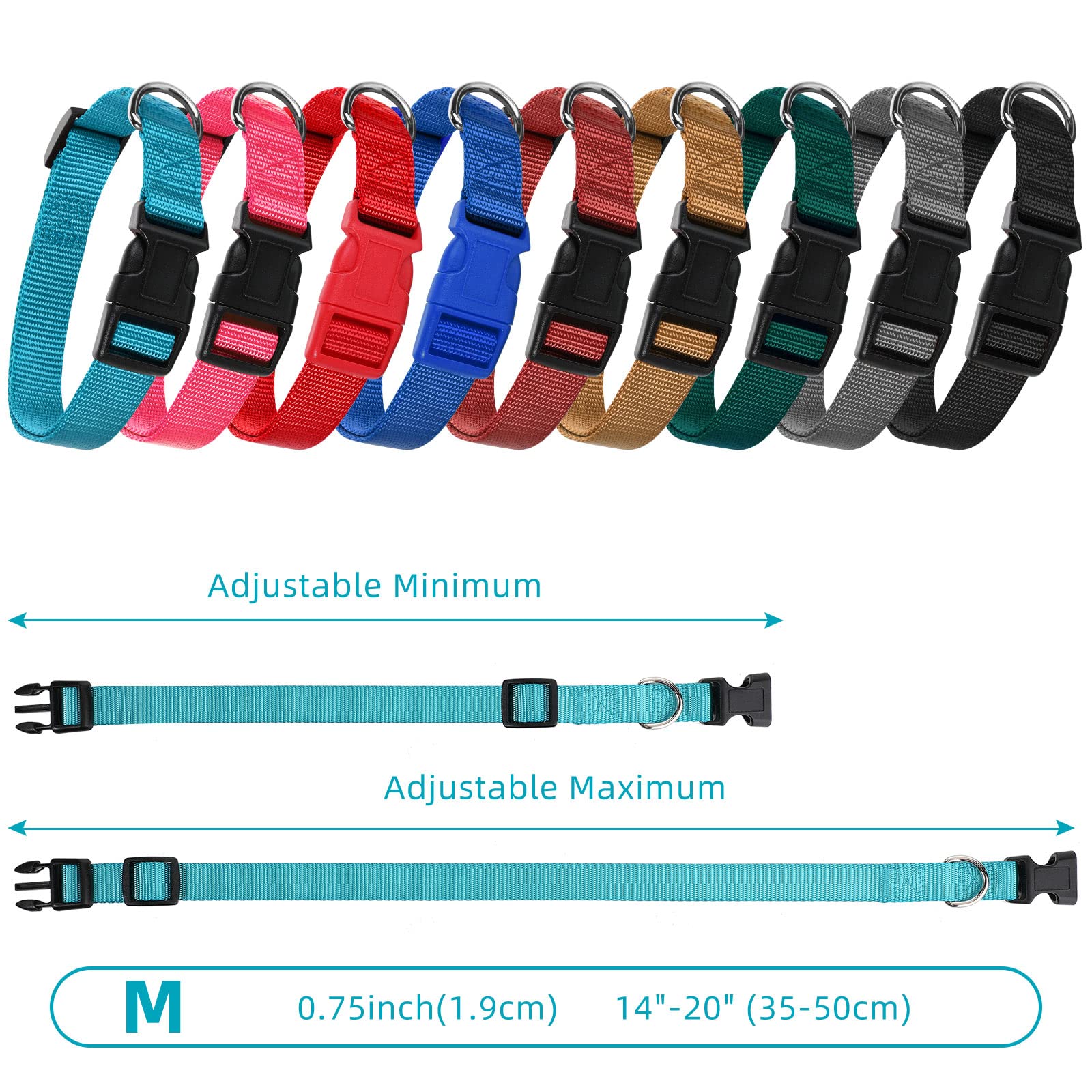 9 Pieces Adjustable Dog Collar For Animal, Soft Nylon Pets Puppy Collar With Quick Release Buckle Holder Bulk For Dogs Walking R