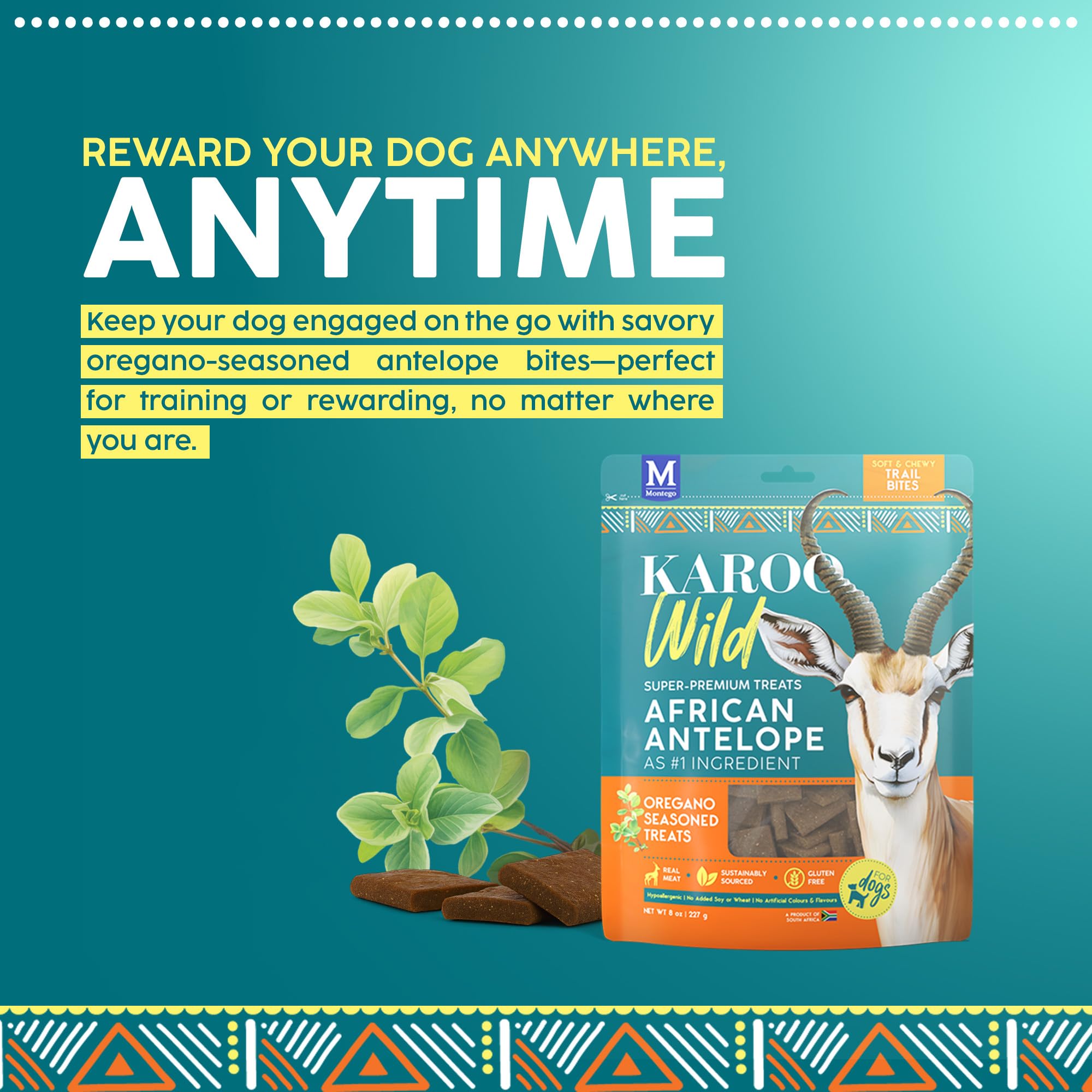 Karoo Wild Trail Bites Oregano Seasoned Treats for Dogs - 8 oz - Soft & Chewy Protein Bites Made with African Antelope - Great f