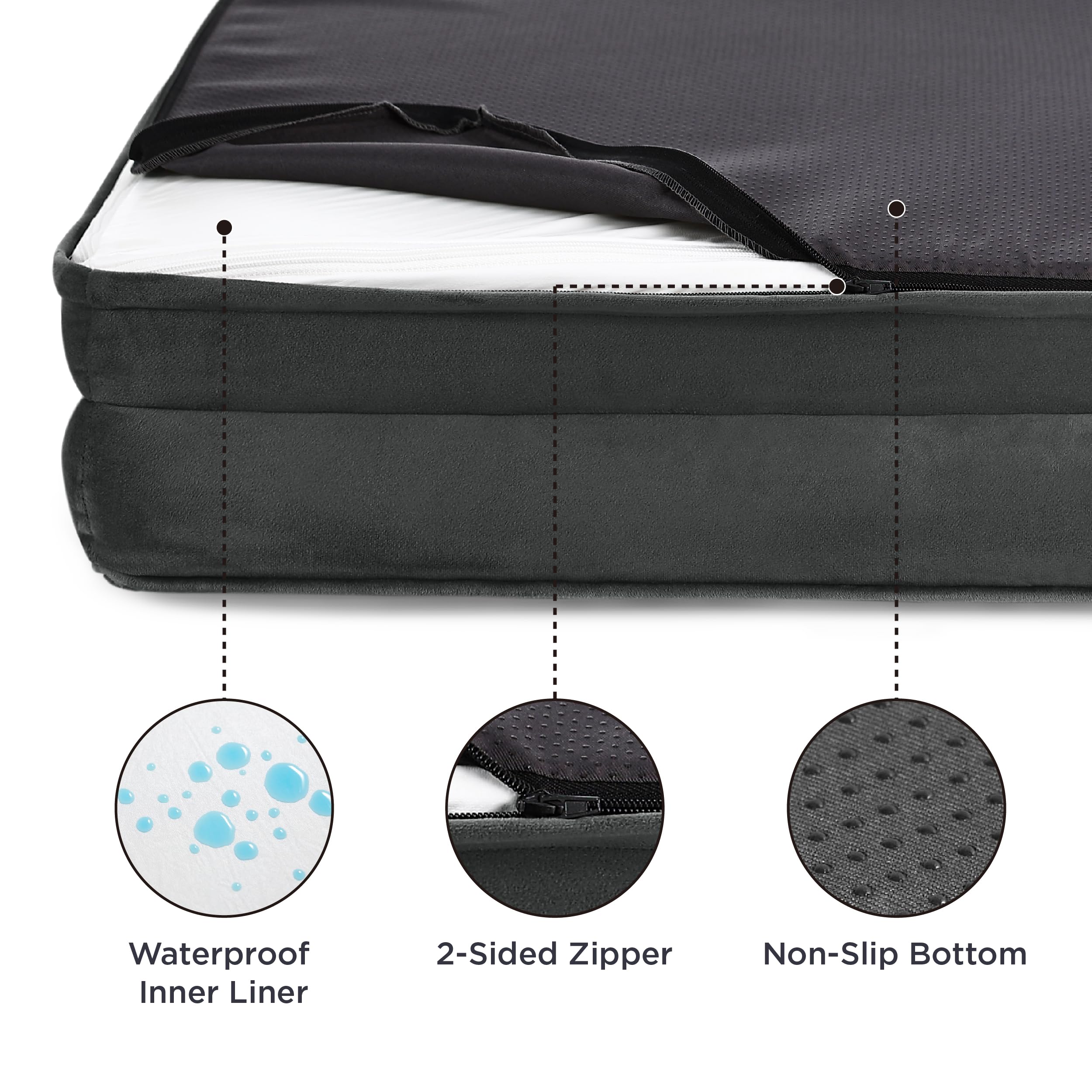 Bedsure Orthopedic Dog Bed For Large Dogs - Big Washable Dog Sofa Beds Large, Supportive Foam Pet Couch Bed With Removable Washable Cover, Waterproof Lining And Nonskid Bottom, Dark Grey