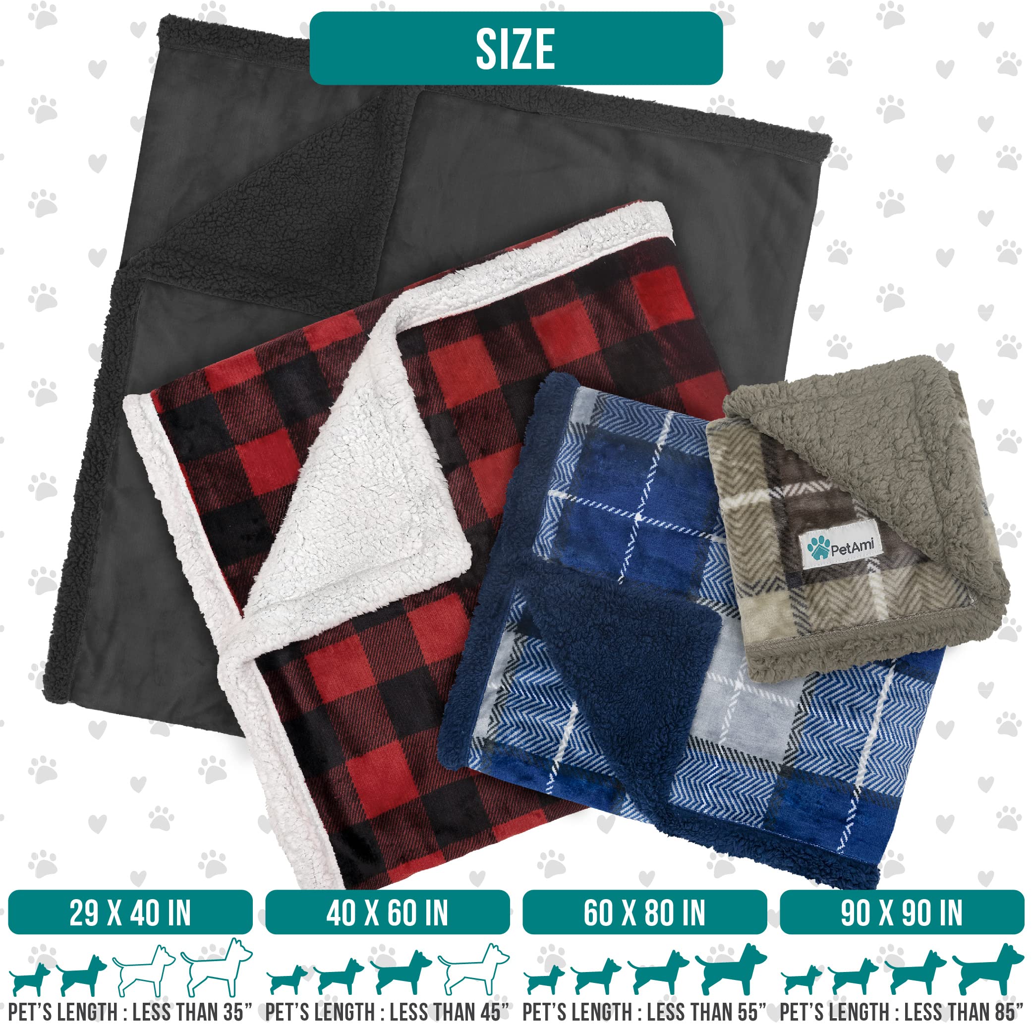 Petami Dog Blanket For Medium Large Dogs, Pet Bed Blanket Cat Puppy Kitten, Fleece Furniture Couch Cover Protector Sofa Car, Soft Sherpa Dog Throw Plush Reversible Washable, 40X60 Dark Gray